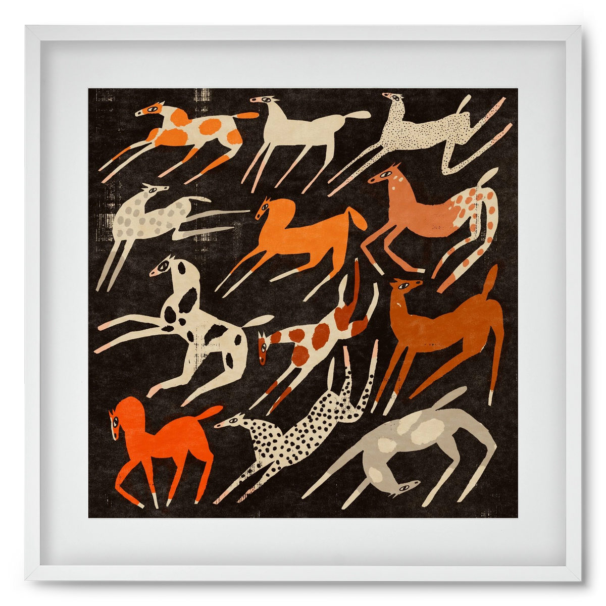 Mustang party, 50x50 cm (40x40 cm), Fehér keret, paszpartuval