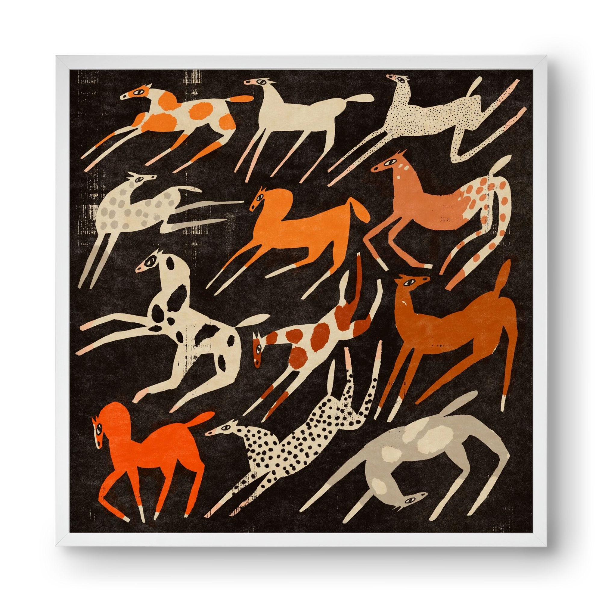 Mustang party, 40x40 cm (40x40 cm), Fehér keret