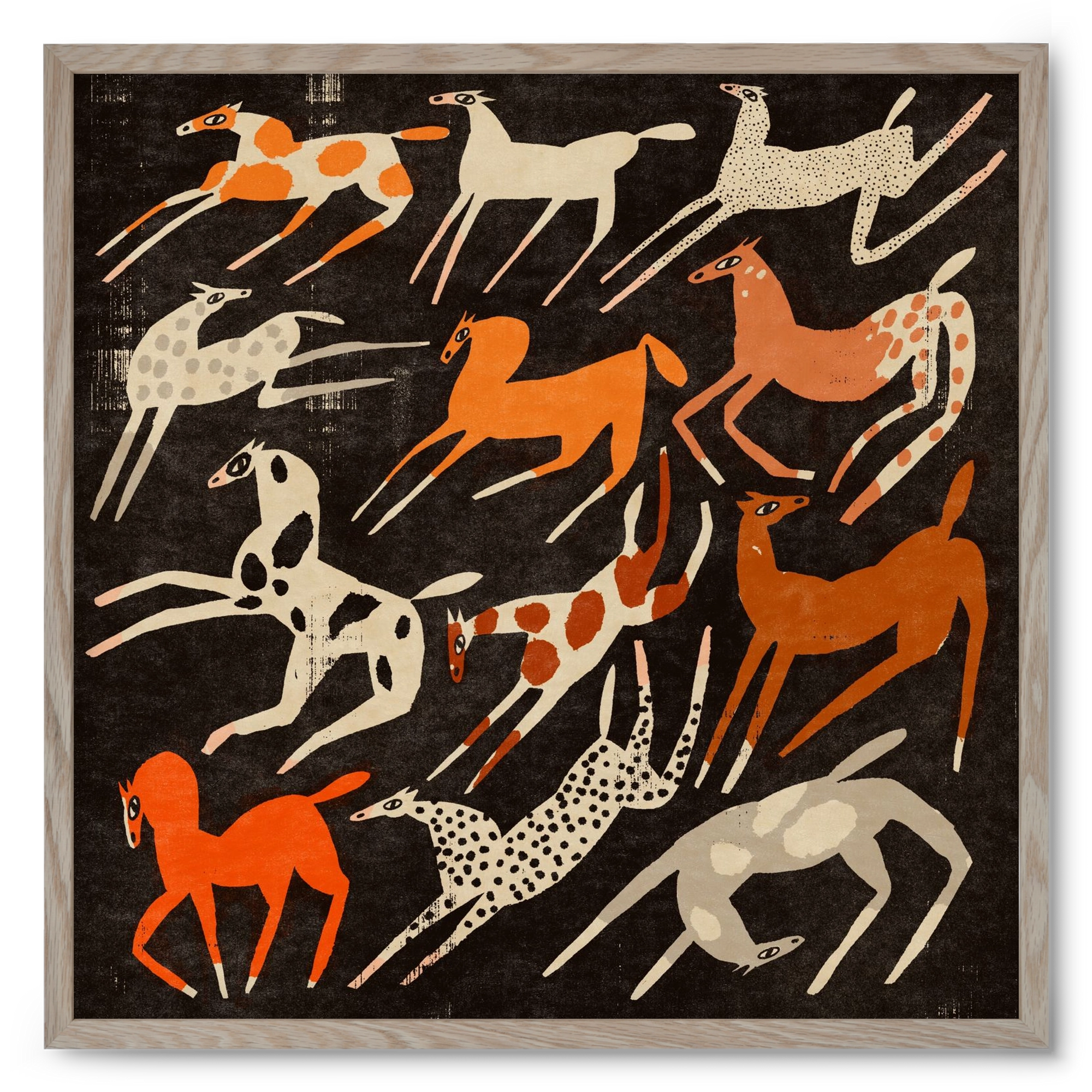 Mustang party, 50x50 cm (50x50 cm), Tölgy keret