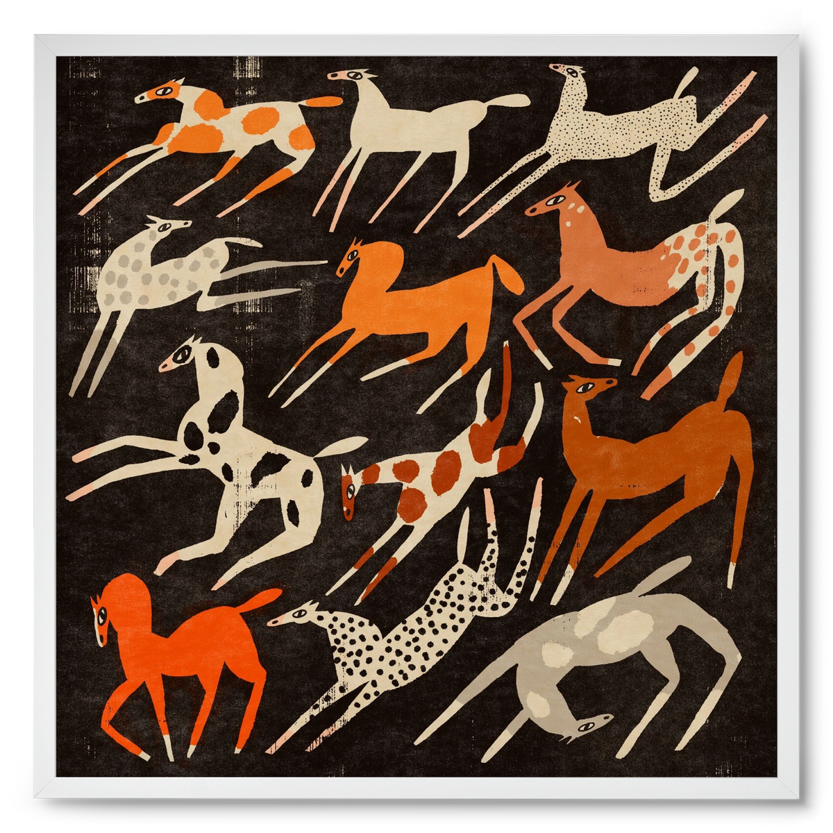 Mustang party, 50x50 cm (50x50 cm), Fehér keret