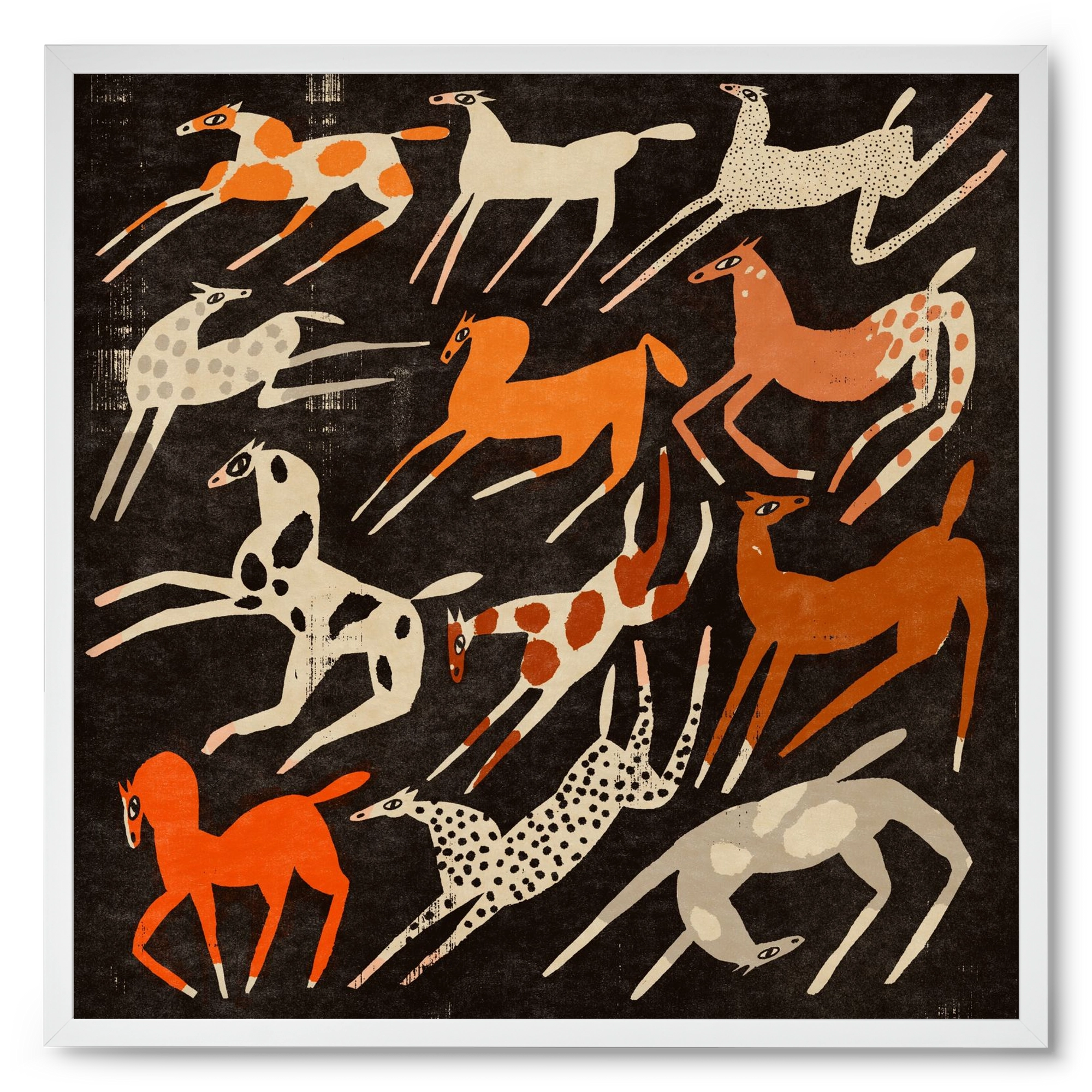 Mustang party, 50x50 cm (50x50 cm), Fehér keret