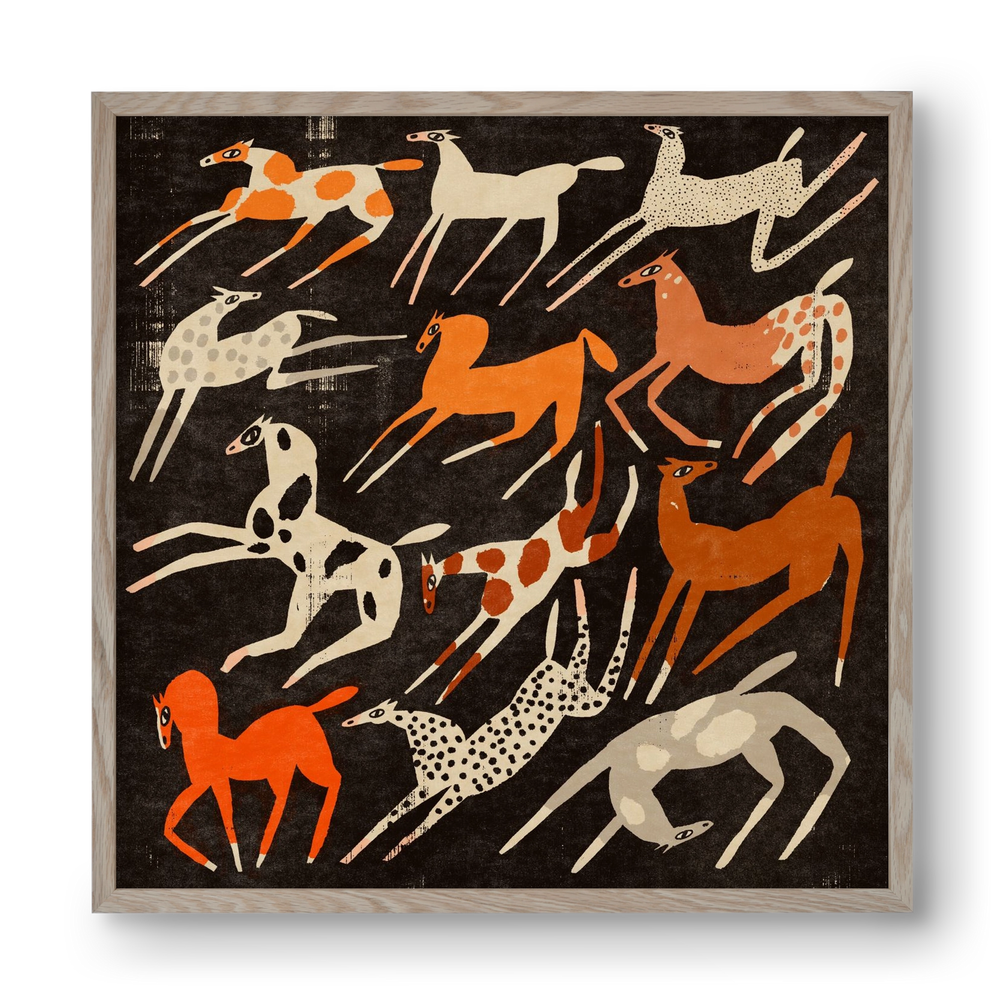 Mustang party, 40x40 cm (40x40 cm), Tölgy keret