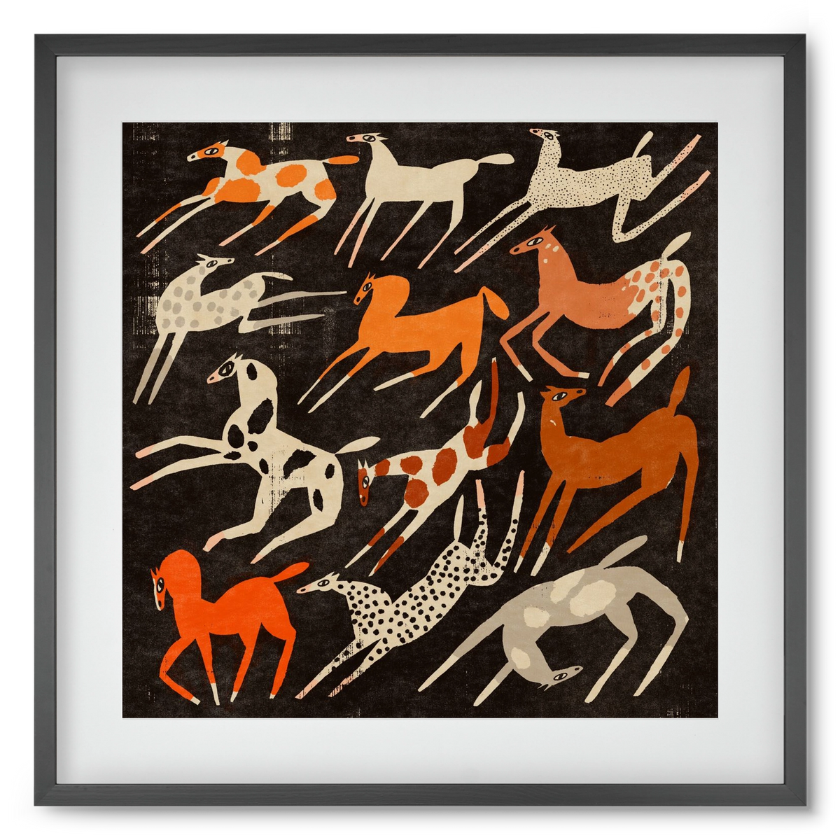 Mustang party, 50x50 cm (40x40 cm), Fekete keret, paszpartuval
