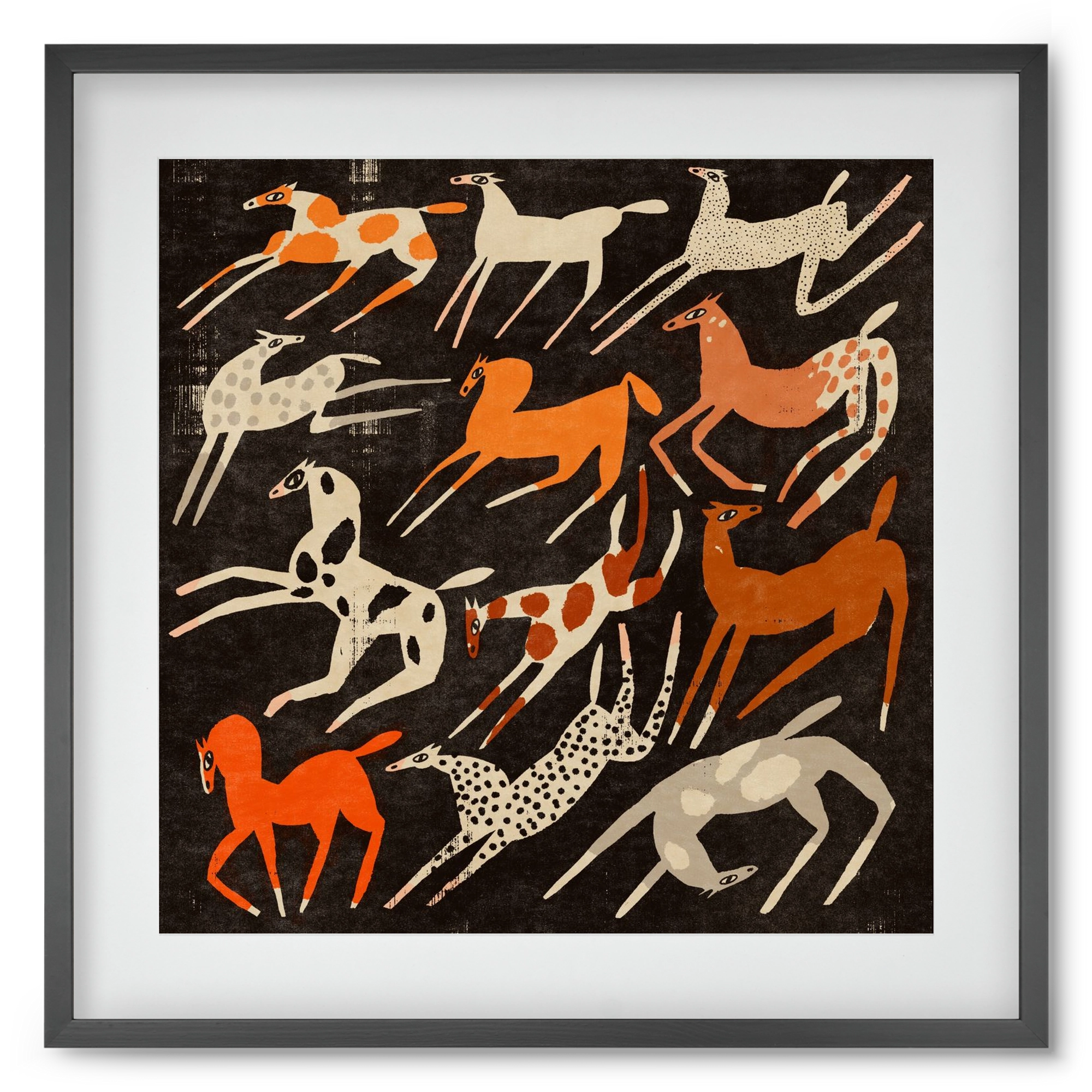 Mustang party, 50x50 cm (40x40 cm), Fekete keret, paszpartuval
