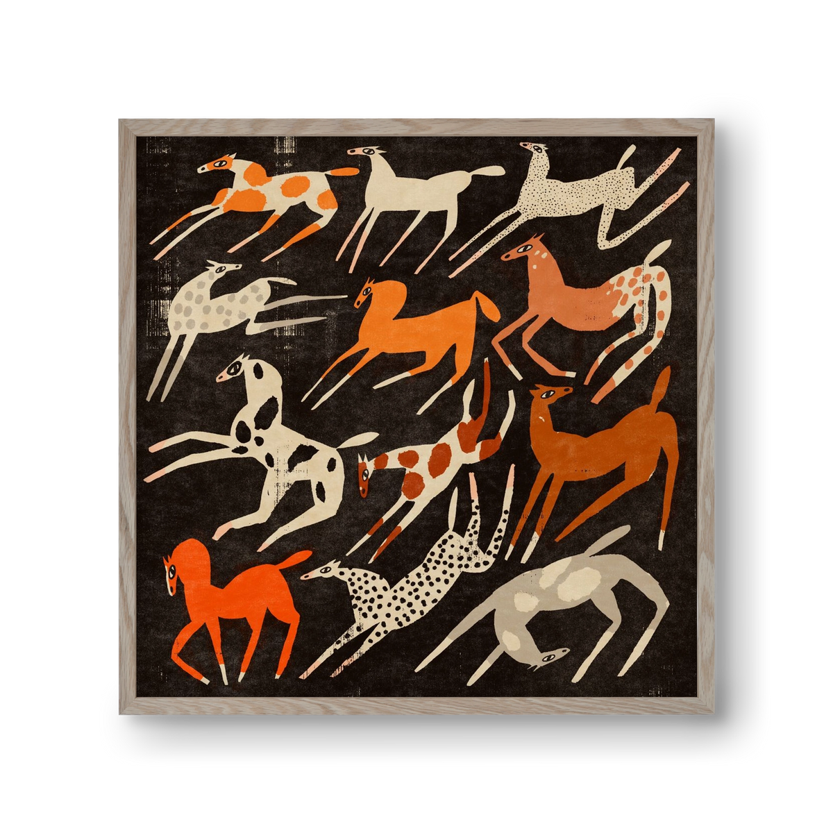 Mustang party, 30x30 cm (30x30 cm), Tölgy keret