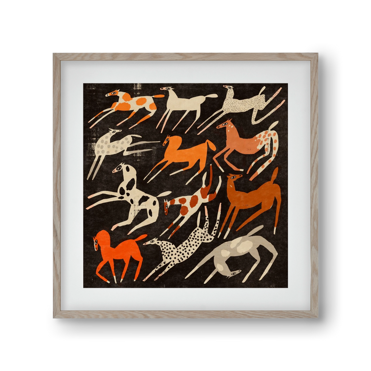 Mustang party, 30x30 cm (20x20 cm), Tölgy keret, paszpartuval