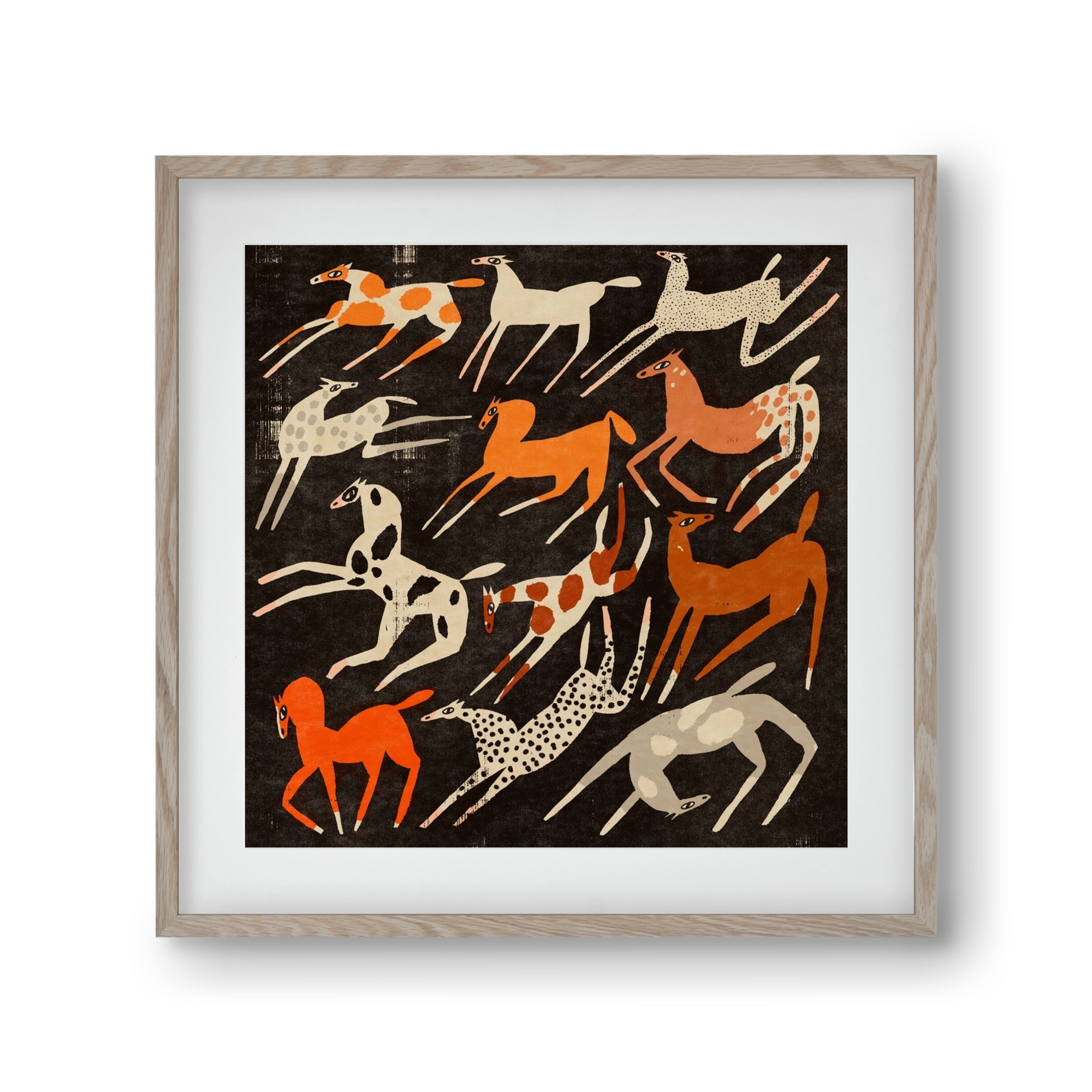 Mustang party, 30x30 cm (20x20 cm), Tölgy keret, paszpartuval