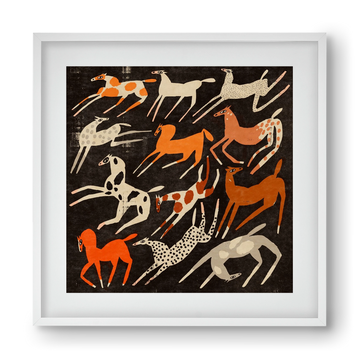 Mustang party, 40x40 cm (30x30 cm), Fehér keret, paszpartuval