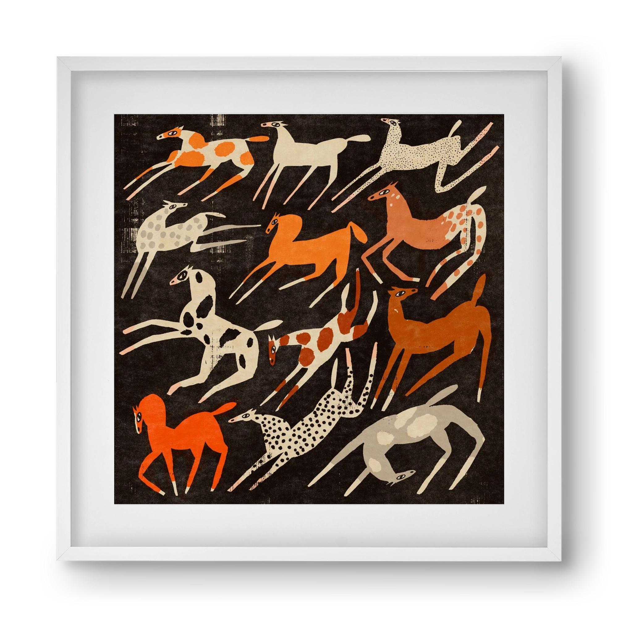 Mustang party, 40x40 cm (30x30 cm), Fehér keret, paszpartuval