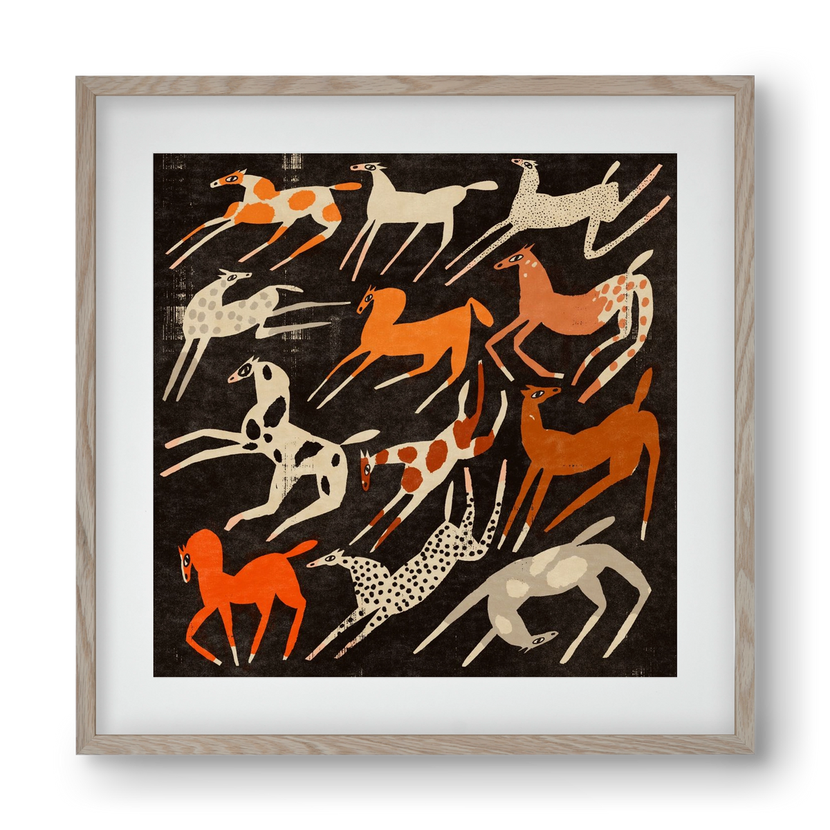 Mustang party, 40x40 cm (30x30 cm), Tölgy keret, paszpartuval