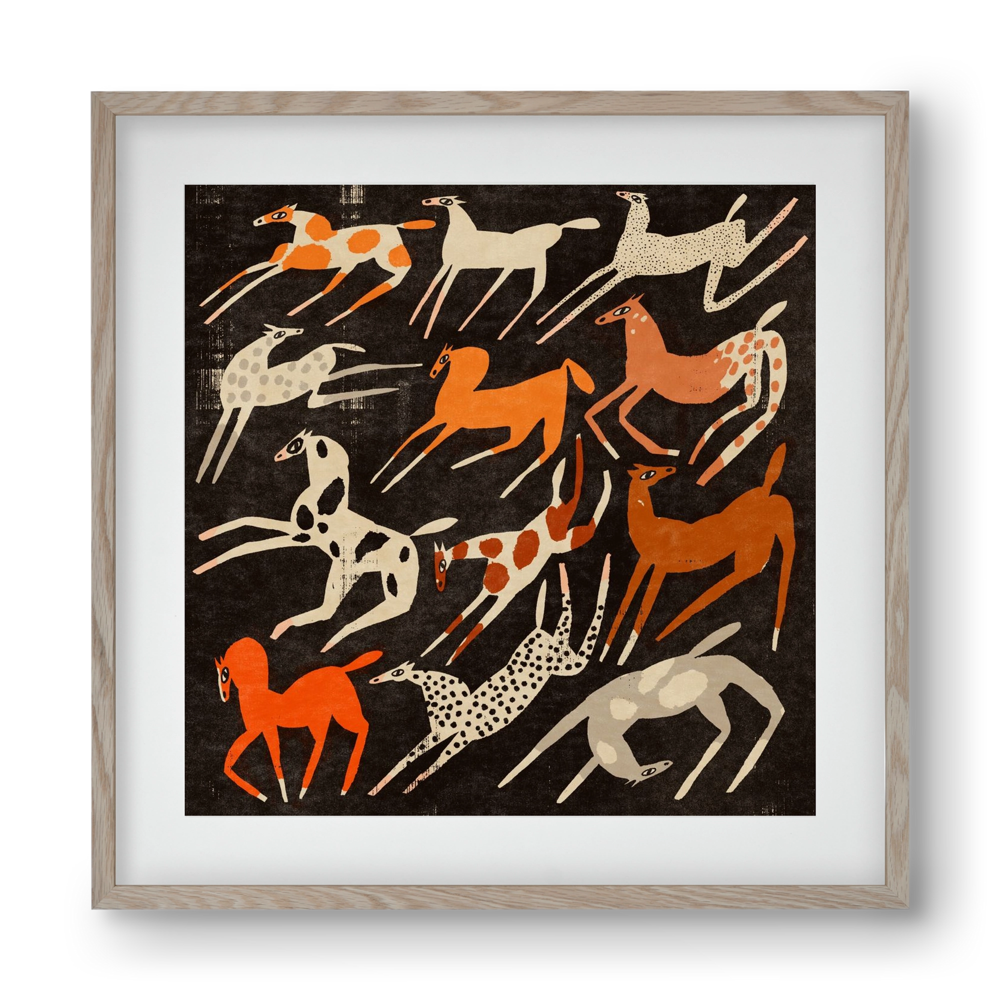 Mustang party, 40x40 cm (30x30 cm), Tölgy keret, paszpartuval