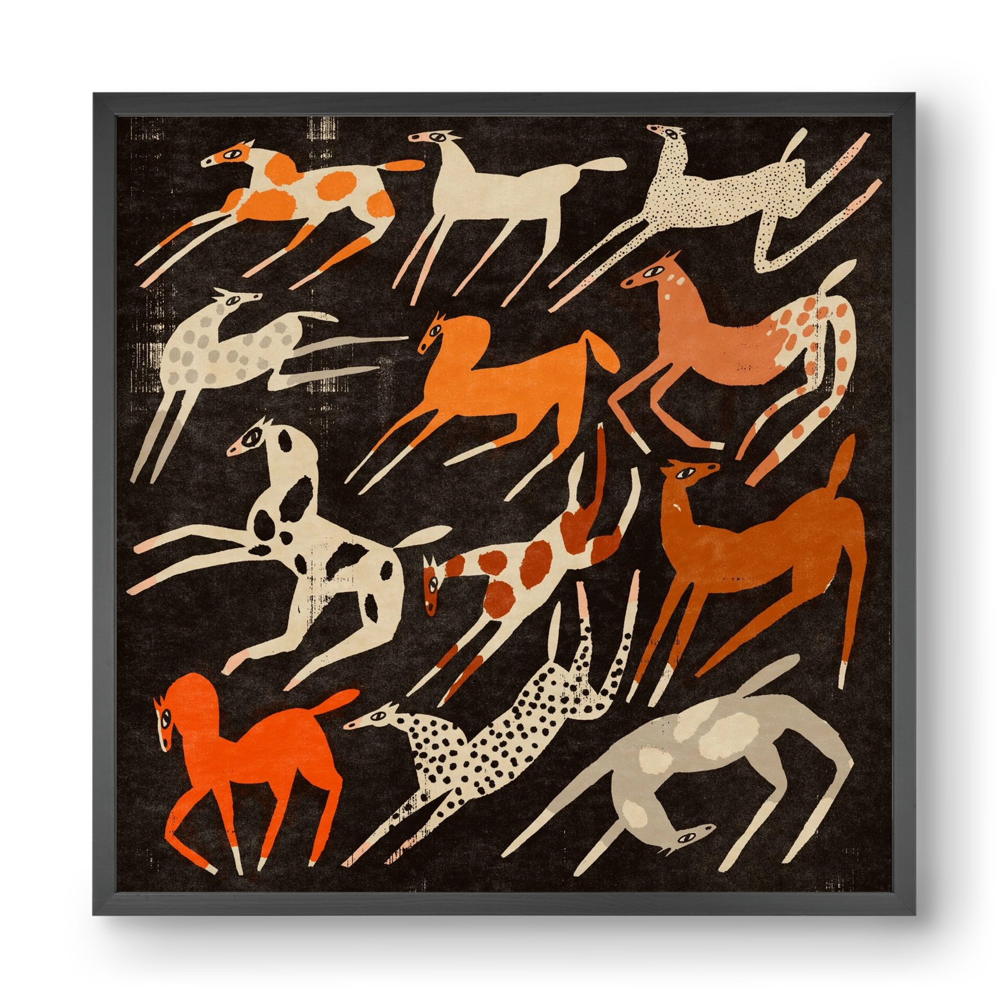 Mustang party, 40x40 cm (40x40 cm), Fekete keret