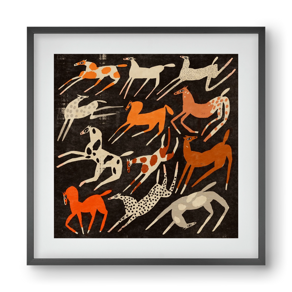 Mustang party, 40x40 cm (30x30 cm), Fekete keret, paszpartuval