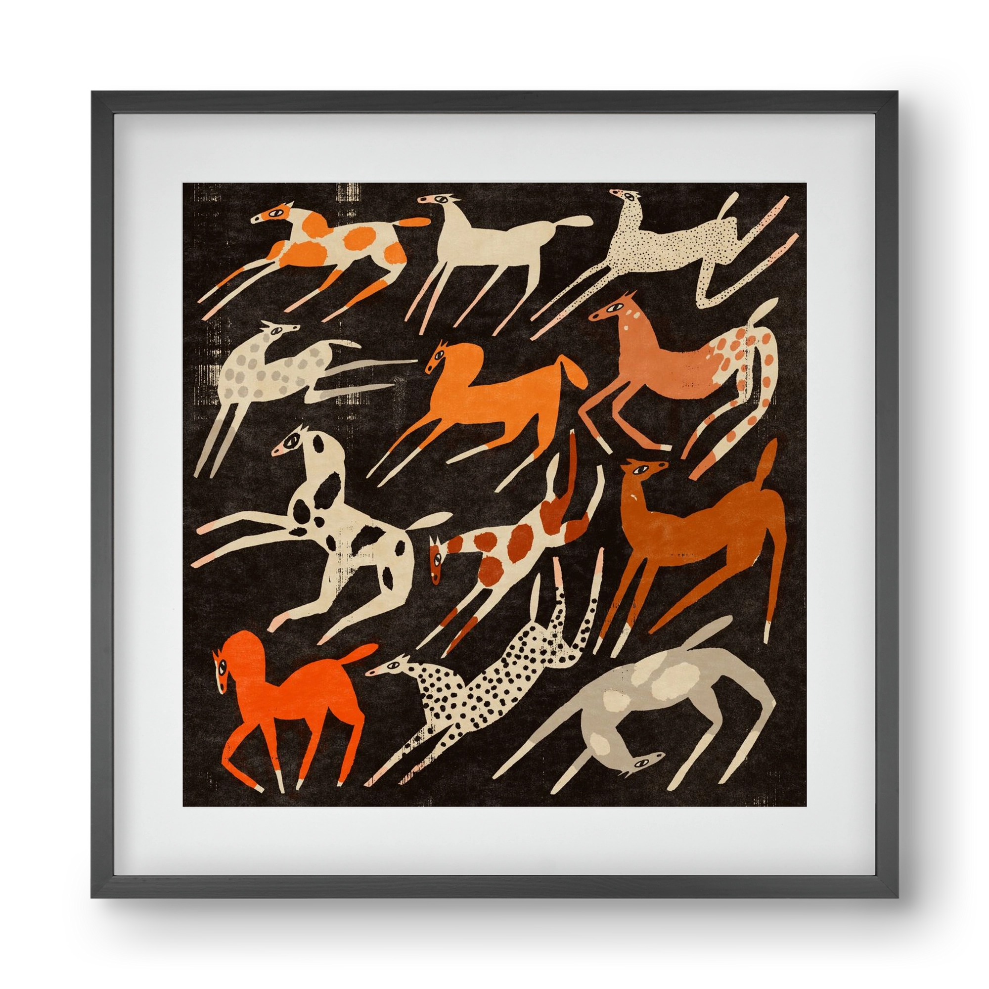 Mustang party, 40x40 cm (30x30 cm), Fekete keret, paszpartuval