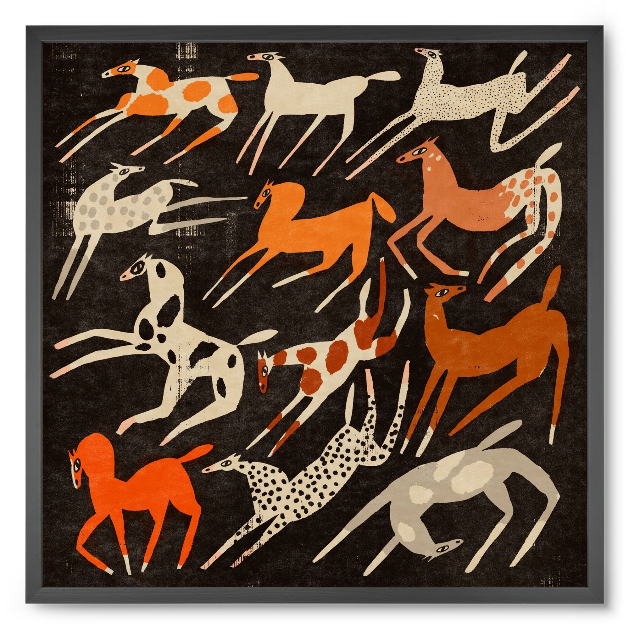 Mustang party, 50x50 cm (50x50 cm), Fekete keret