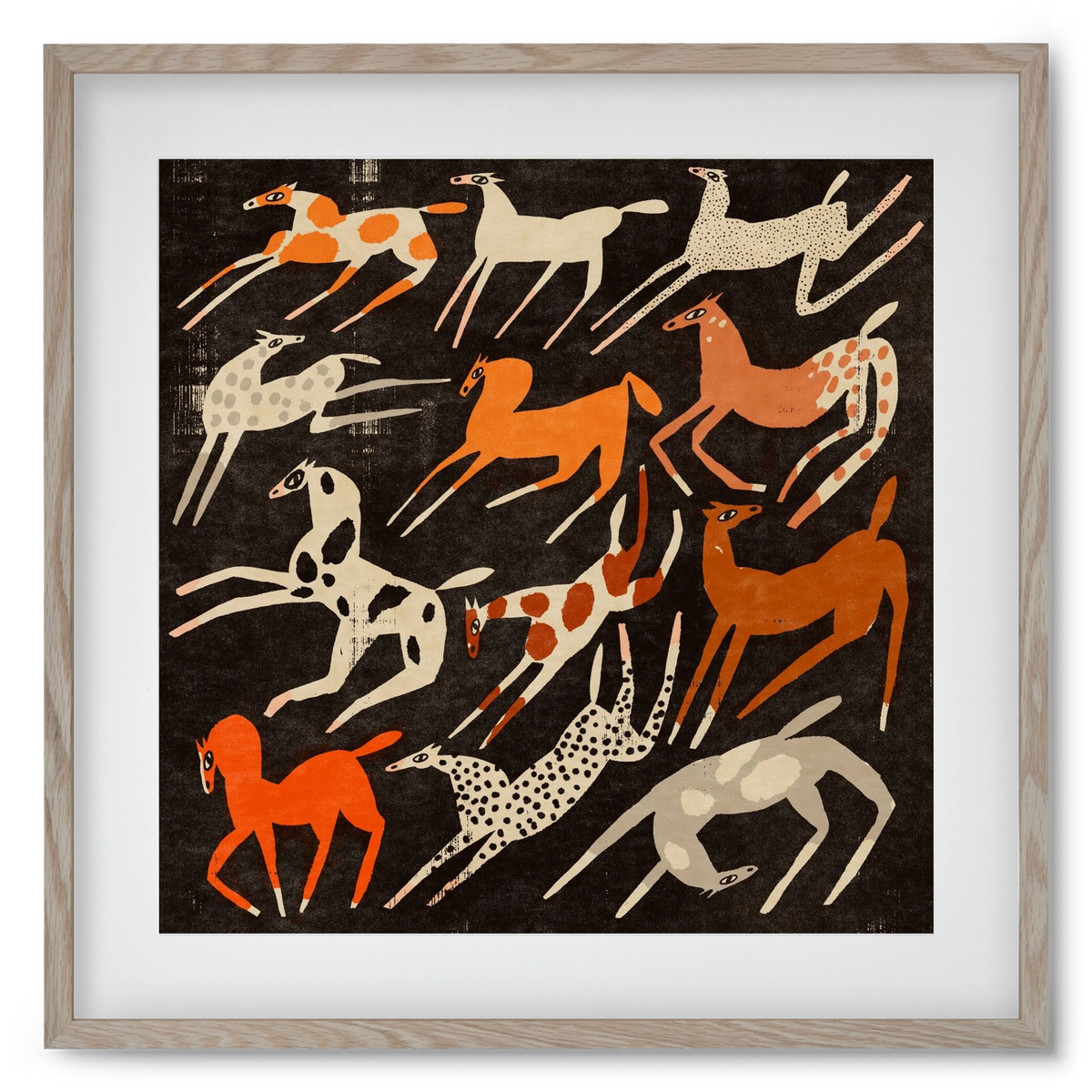 Mustang party, 50x50 cm (40x40 cm), Tölgy keret, paszpartuval