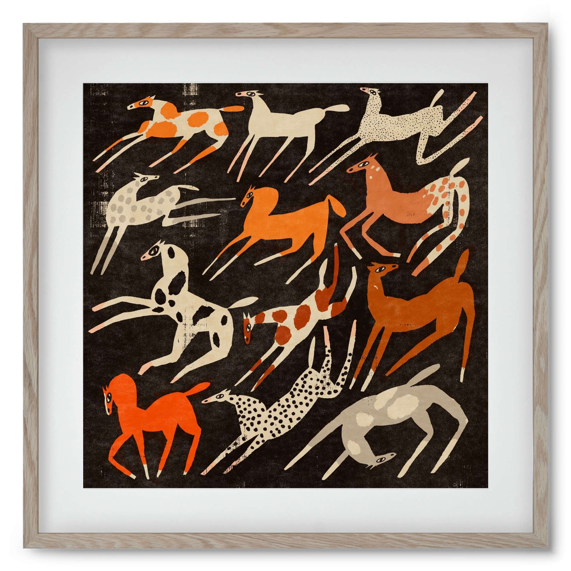 Mustang party, 50x50 cm (40x40 cm), Tölgy keret, paszpartuval