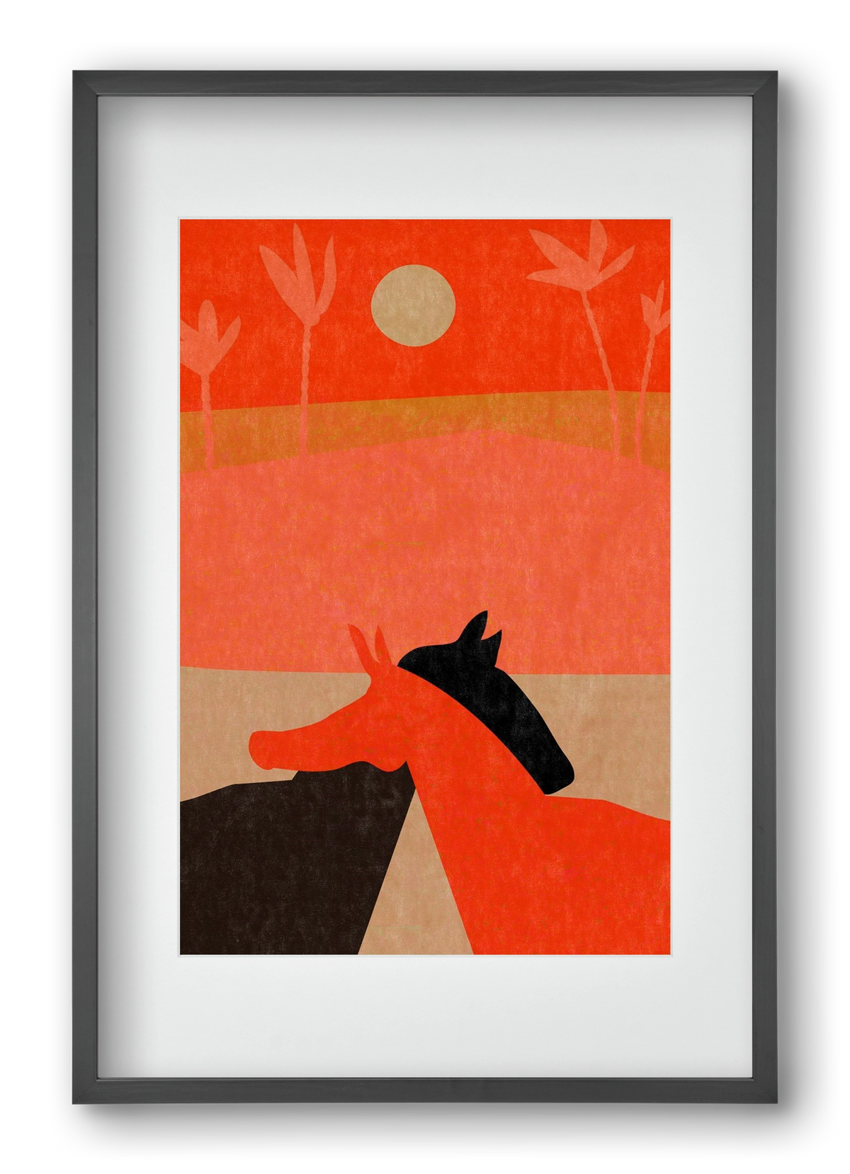 Two horses in the desert , 40x60 cm (30x45 cm), Fekete keret, paszpartuval