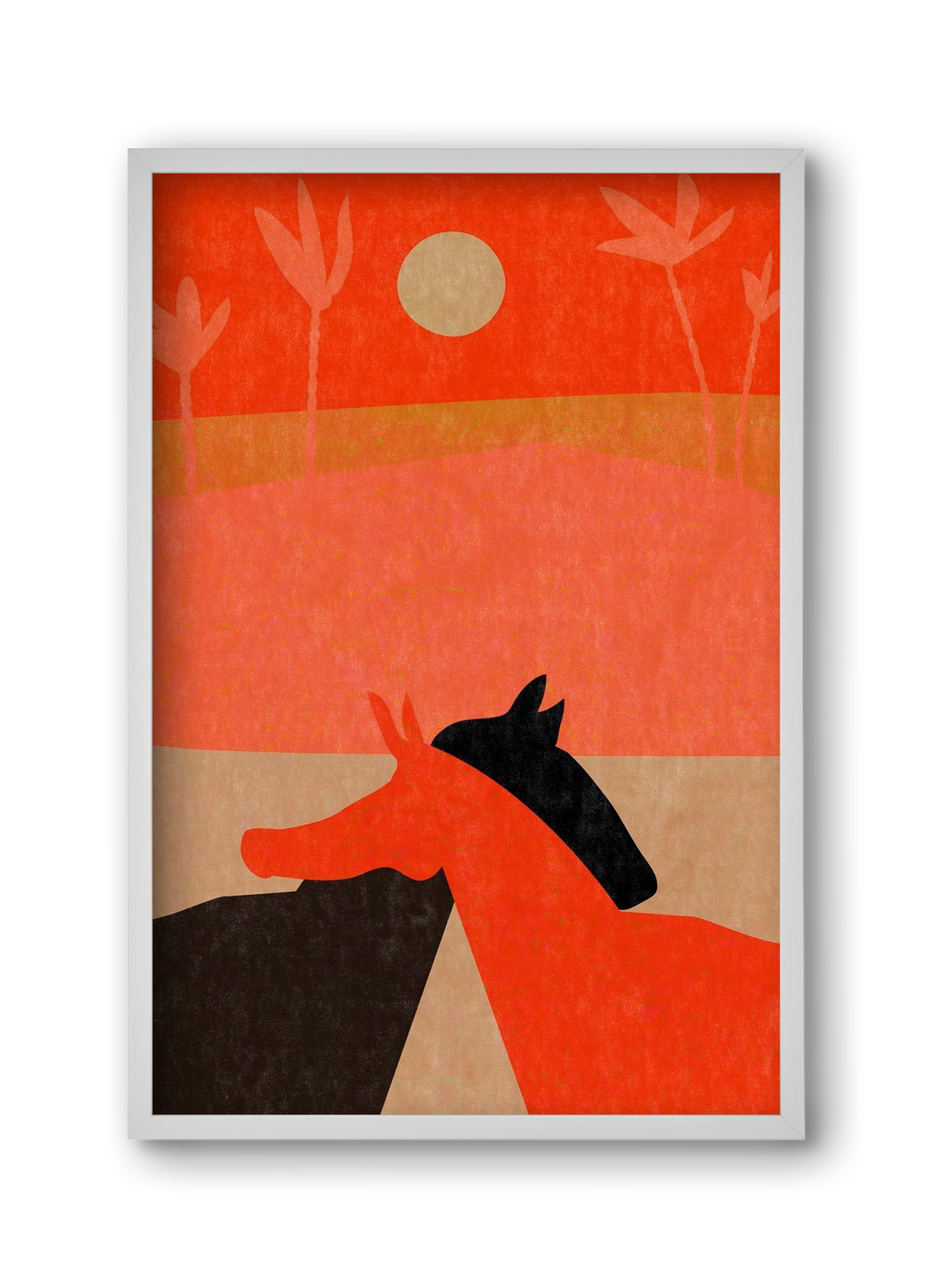 Two horses in the desert , 30x45 cm (30x45 cm), Fehér keret