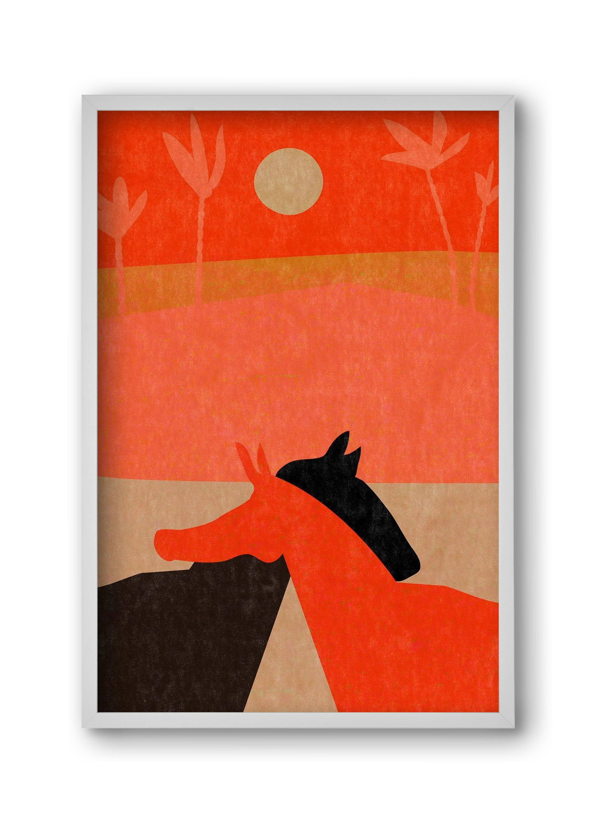 Two horses in the desert , 30x45 cm (30x45 cm), Fehér keret