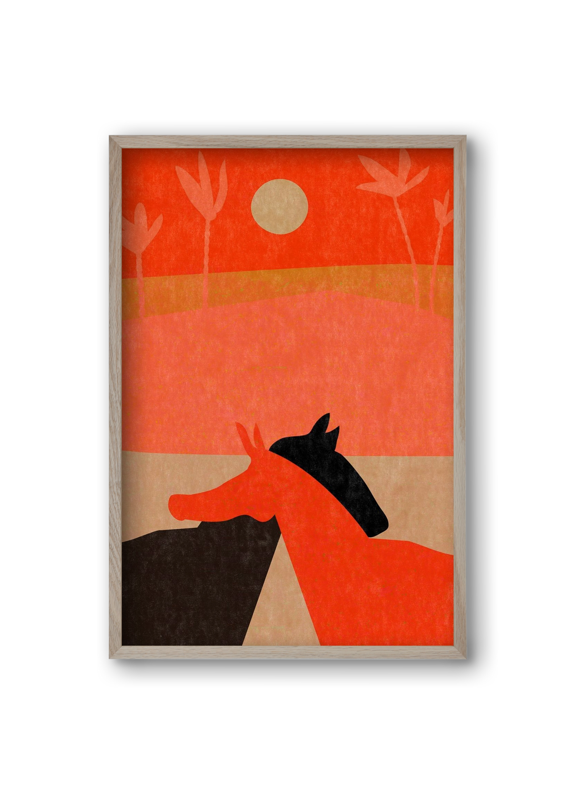 Two horses in the desert , 20x30 cm (20x30 cm), Tölgy keret