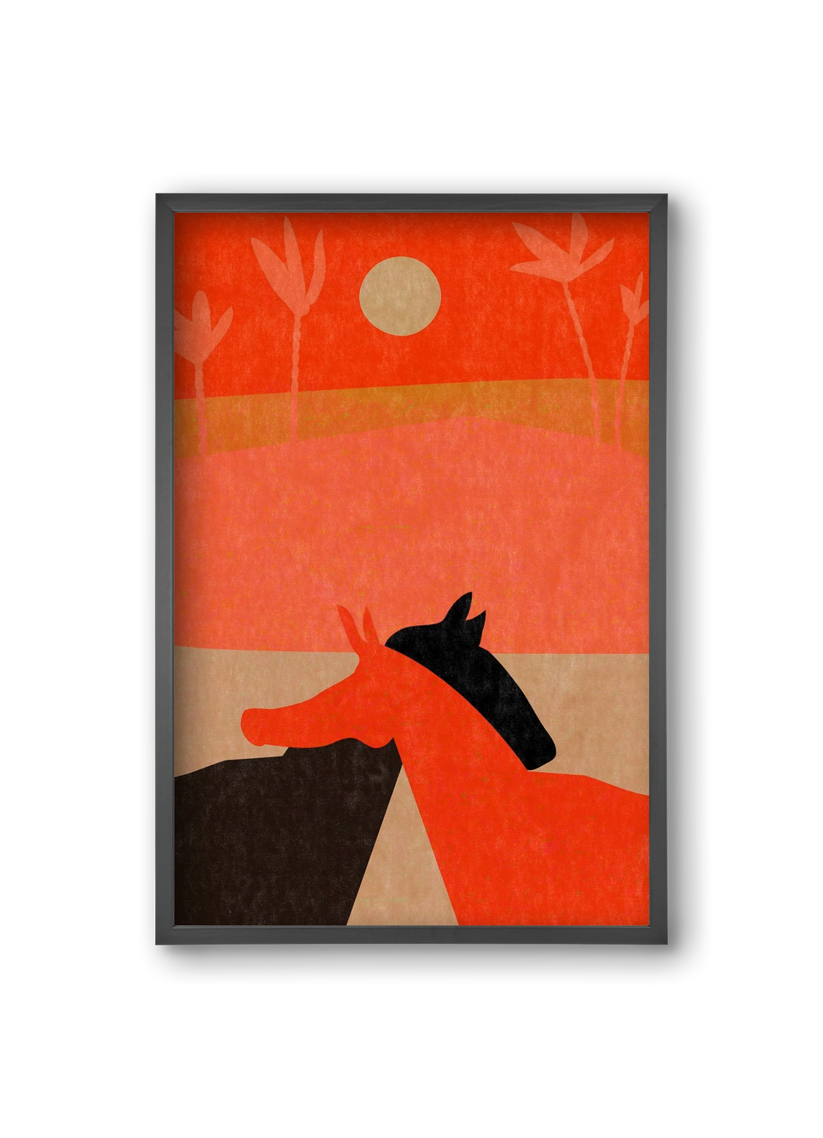 Two horses in the desert , 20x30 cm (20x30 cm), Fekete keret