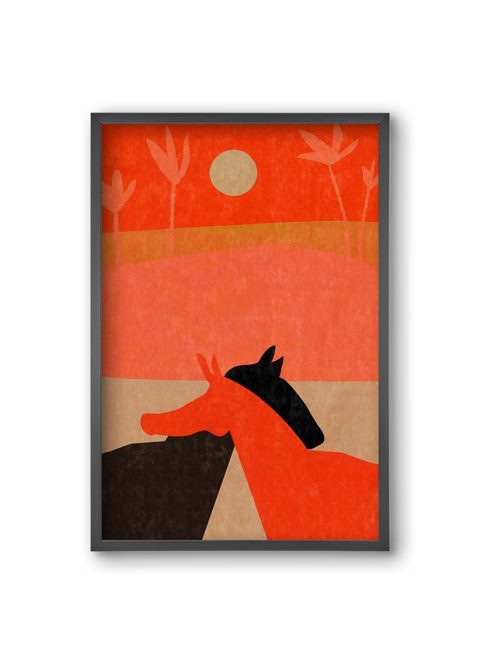 Two horses in the desert , 20x30 cm (20x30 cm), Fekete keret