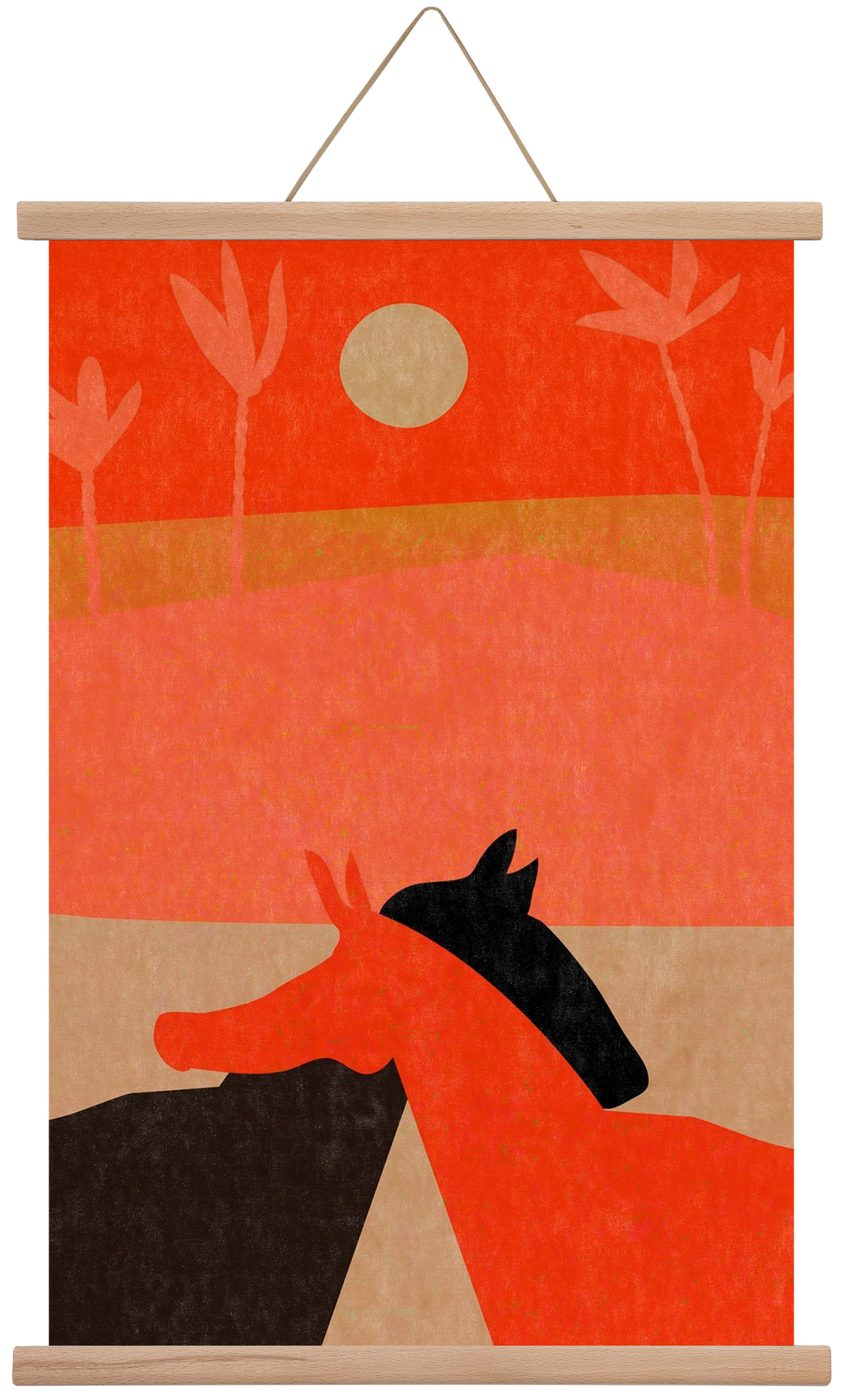 Two horses in the desert , 40x60 cm (40x60 cm), Tölgy akasztó
