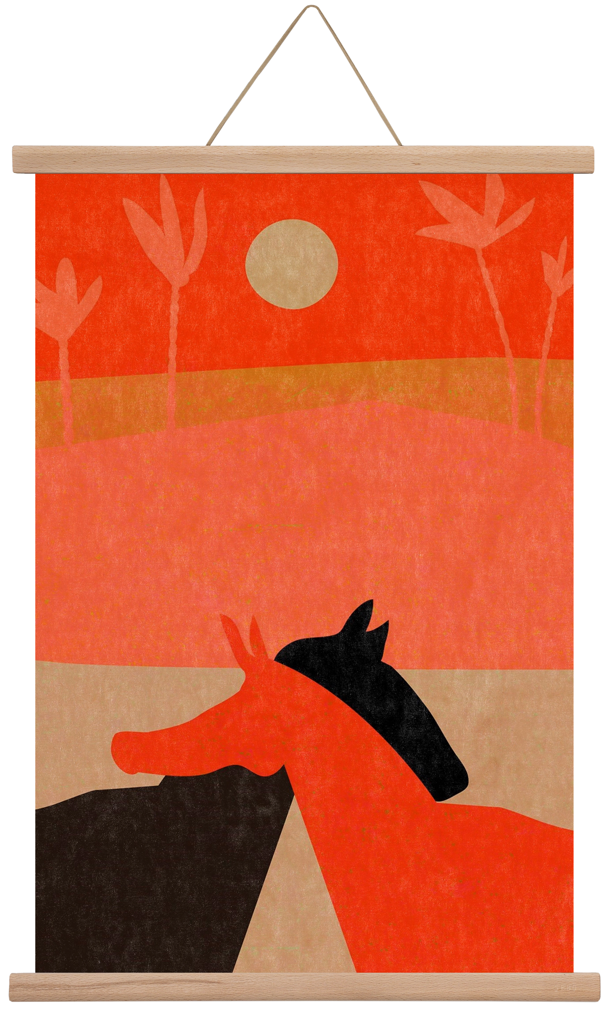 Two horses in the desert , 40x60 cm (40x60 cm), Tölgy akasztó