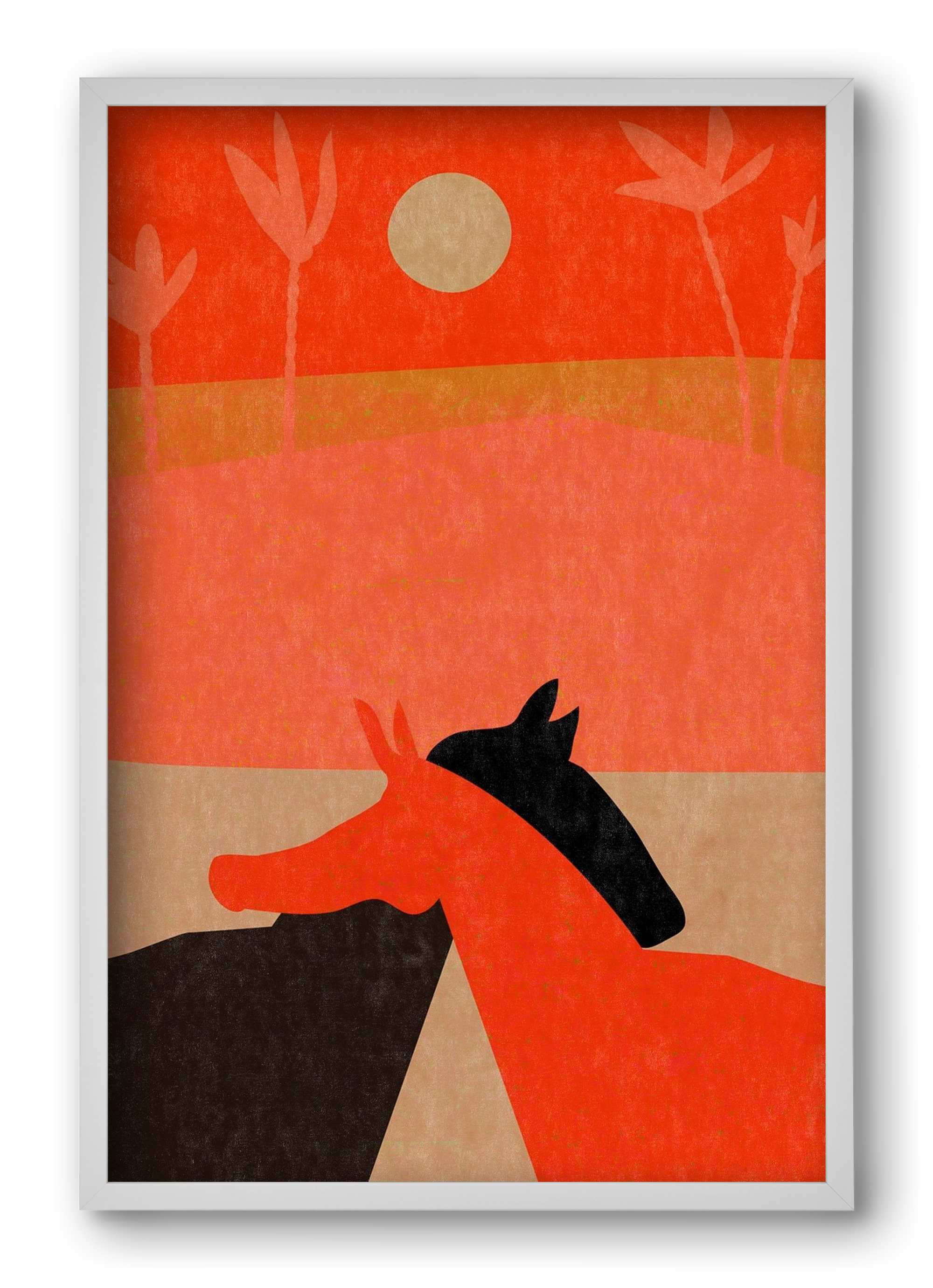 Two horses in the desert , 40x60 cm (40x60 cm), Fehér keret