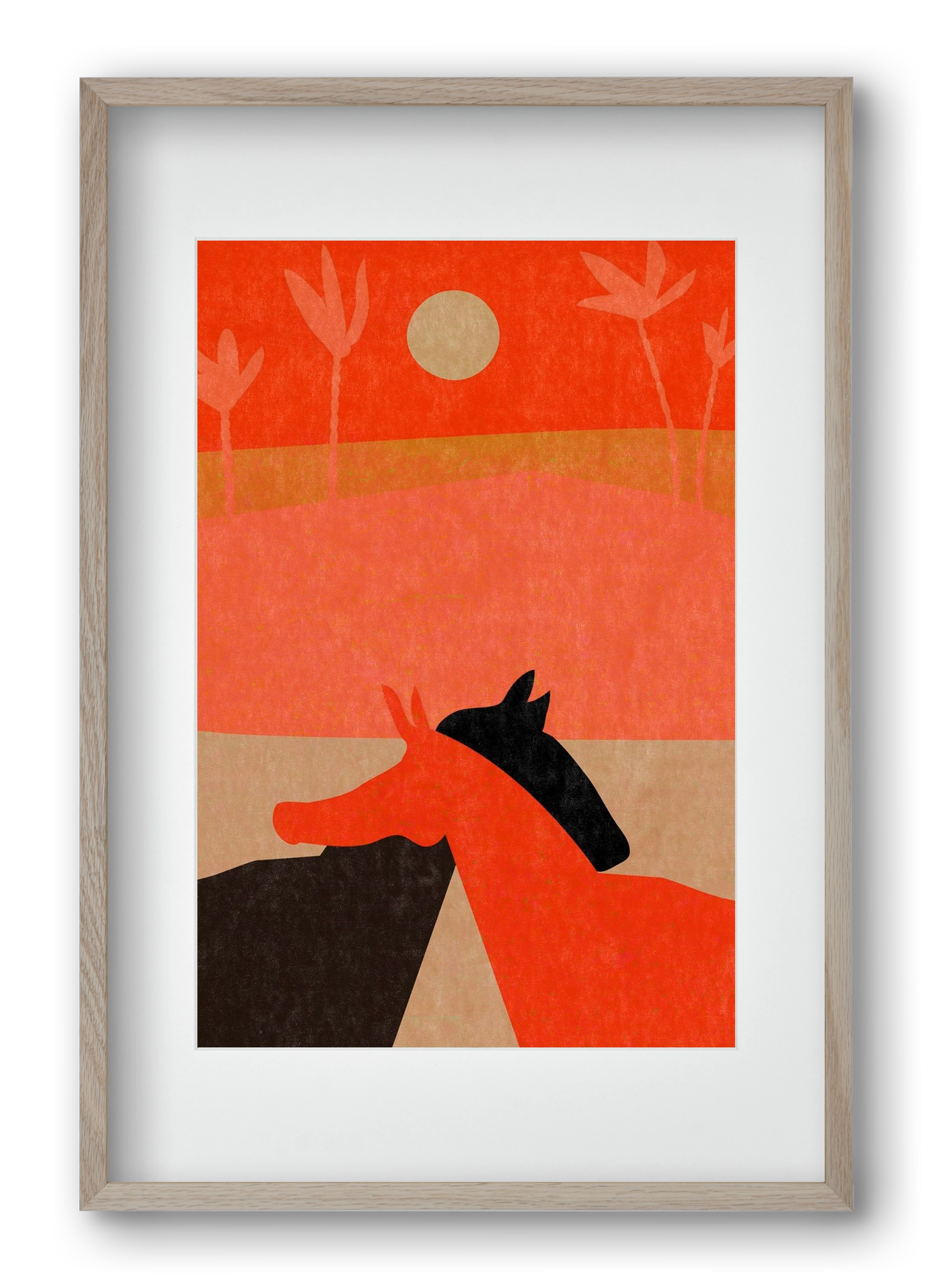 Two horses in the desert , 40x60 cm (30x45 cm), Tölgy keret, paszpartuval