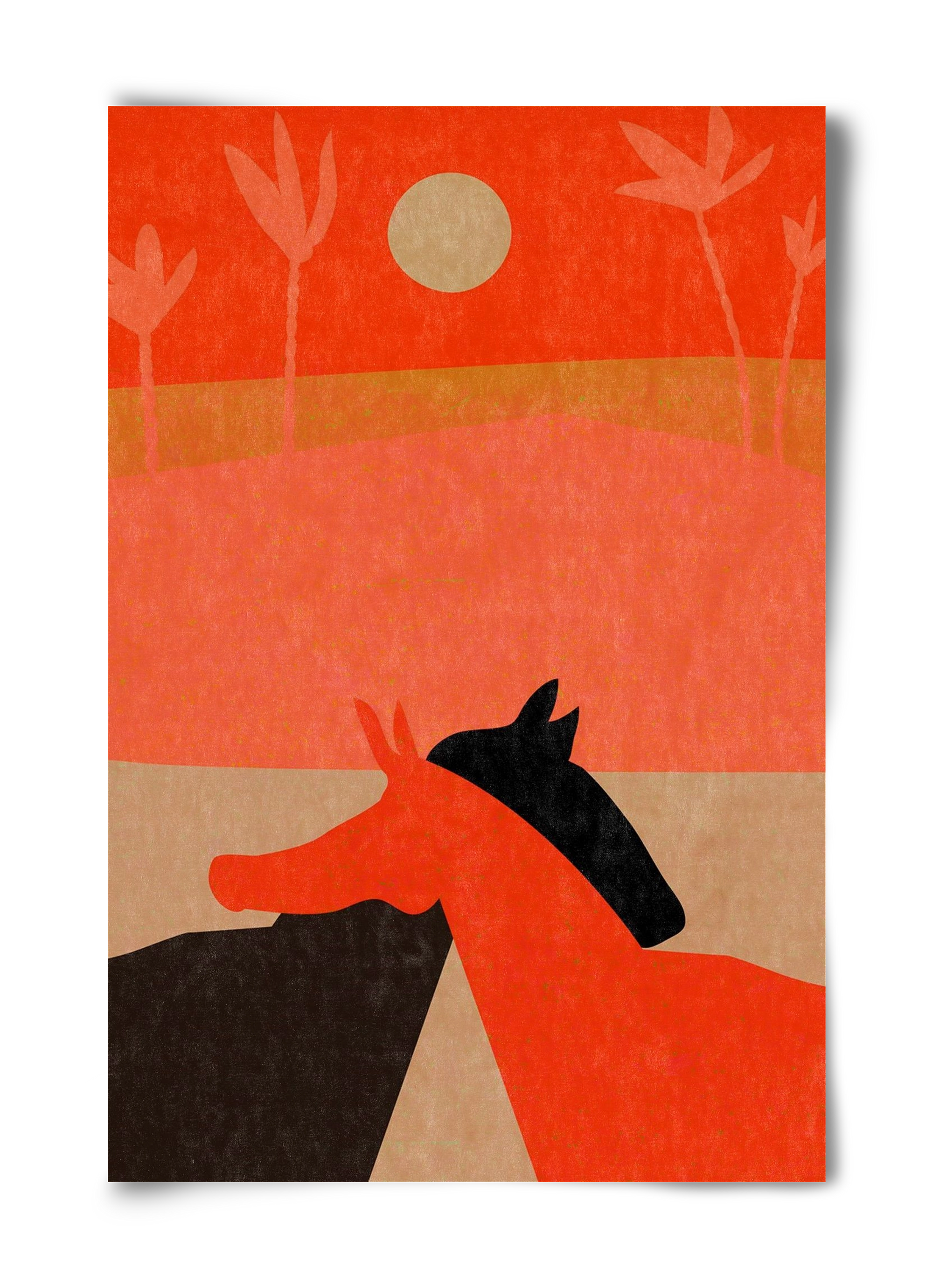 Two horses in the desert , 40x60 cm, Keret nélkül