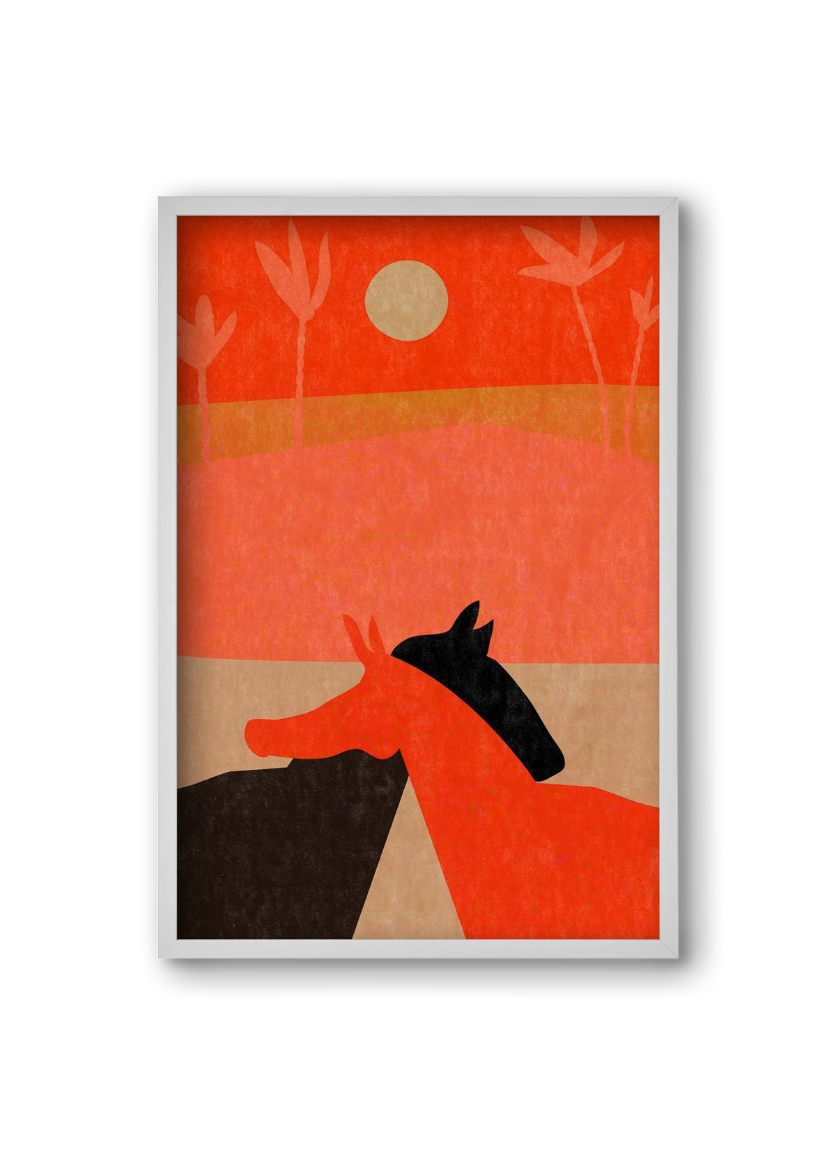 Two horses in the desert , 20x30 cm (20x30 cm), Fehér keret