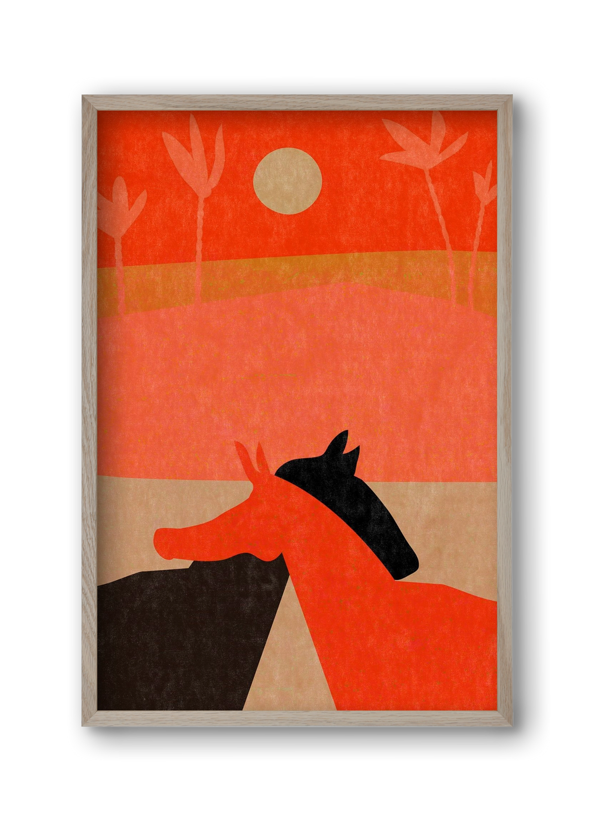 Two horses in the desert , 30x45 cm (30x45 cm), Tölgy keret