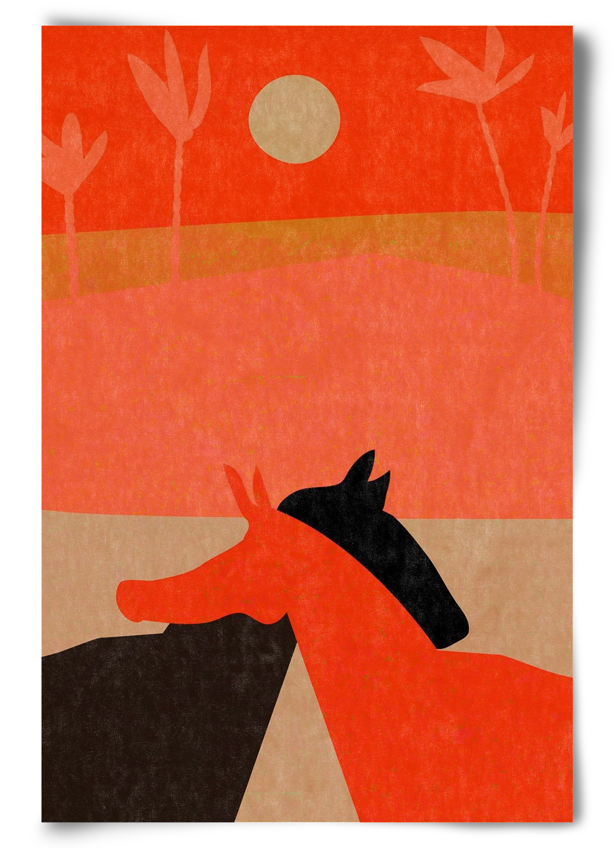 Two horses in the desert , 60x90 cm, Keret nélkül
