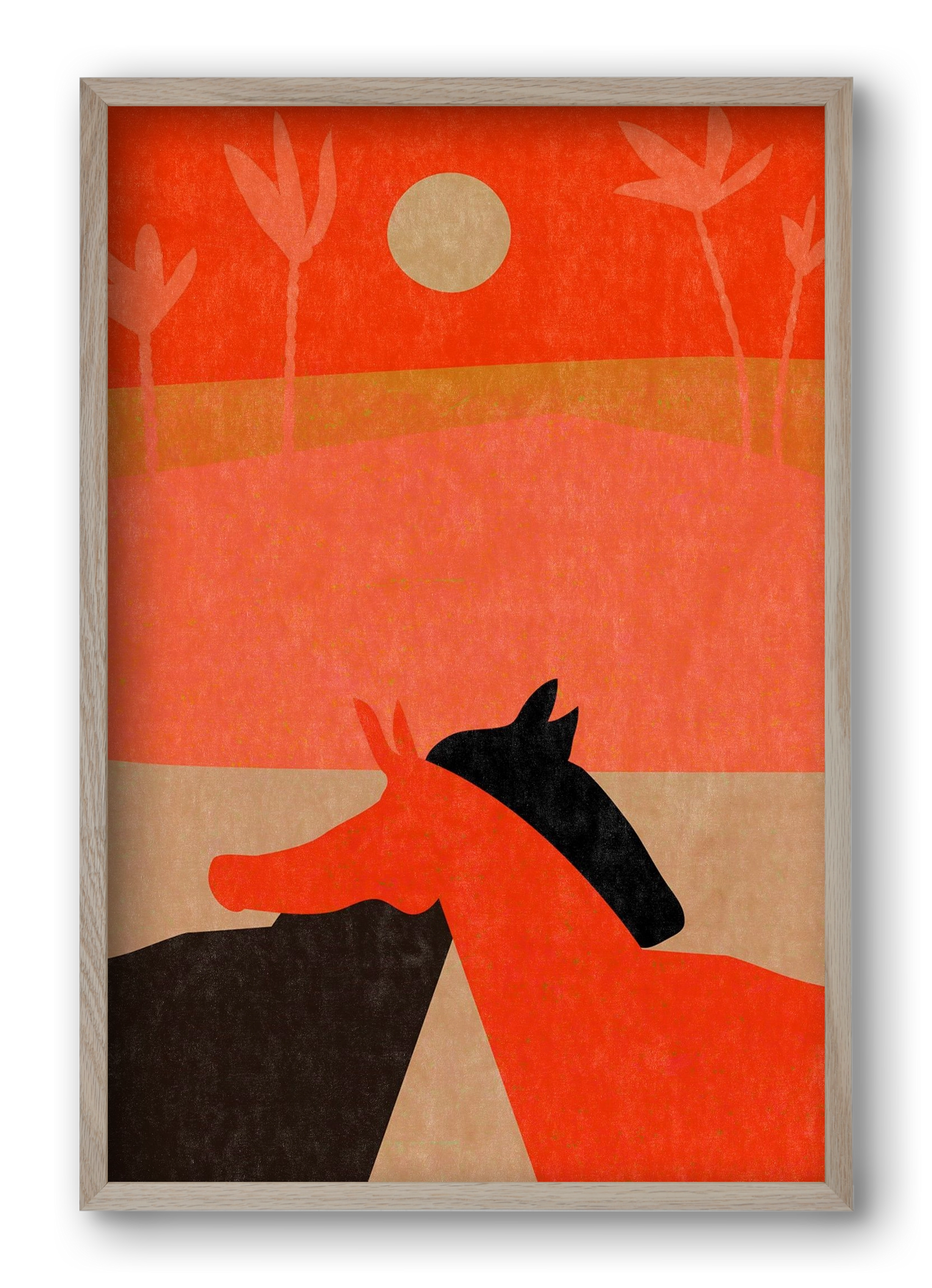 Two horses in the desert , 40x60 cm (40x60 cm), Tölgy keret