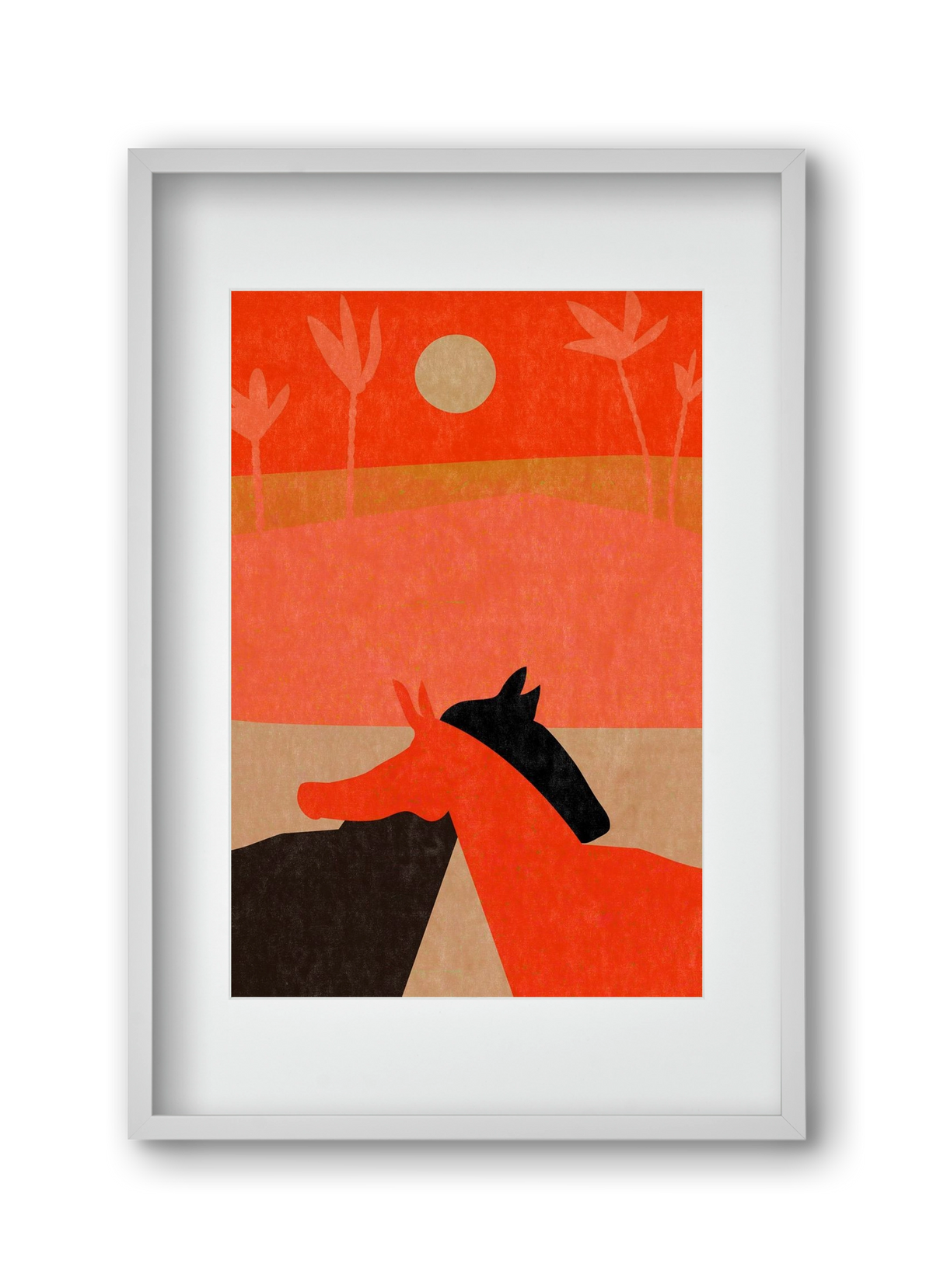 Two horses in the desert , 30x45 cm (20x30 cm), Fehér keret, paszpartuval