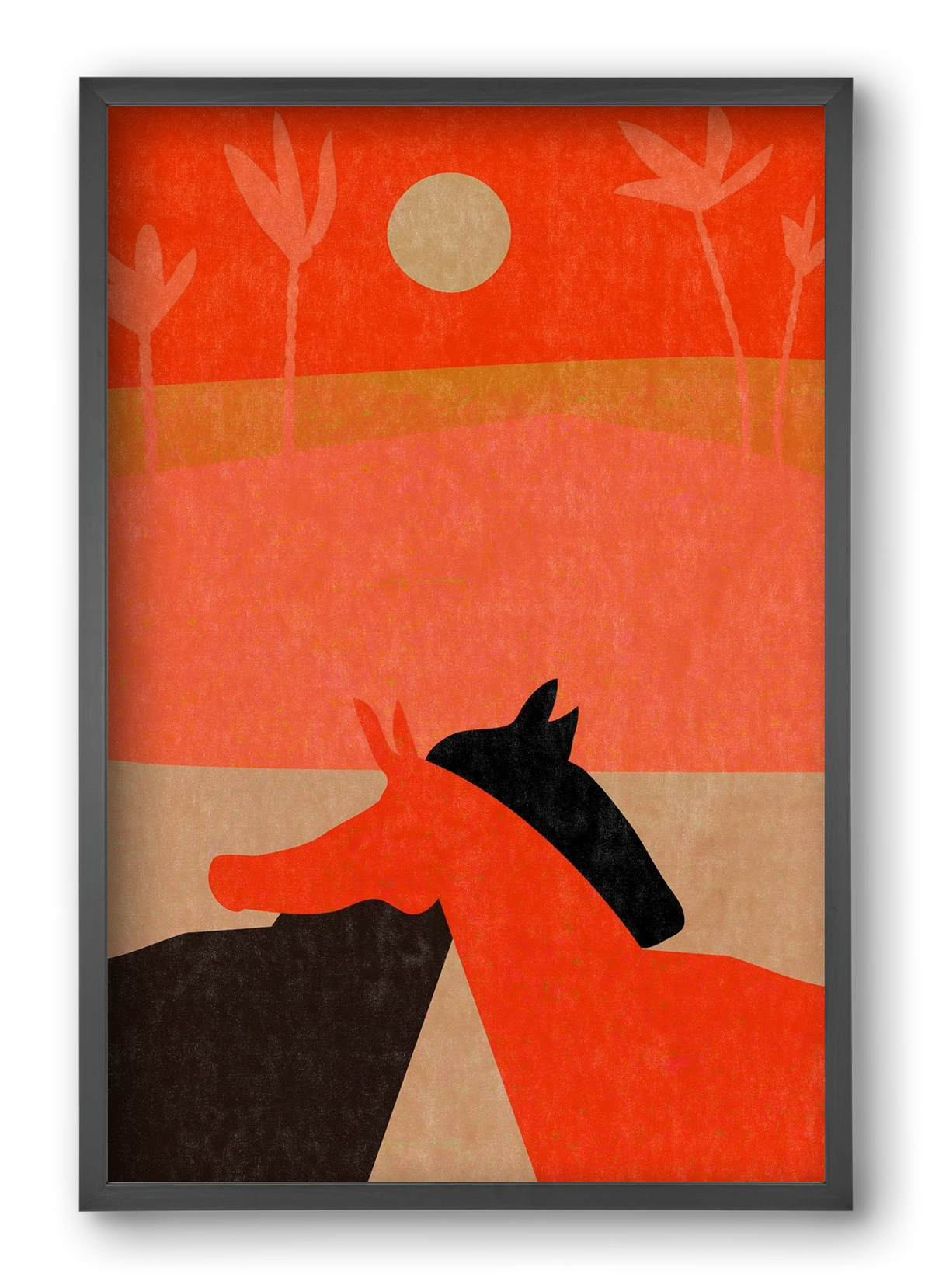 Two horses in the desert , 40x60 cm (40x60 cm), Fekete keret