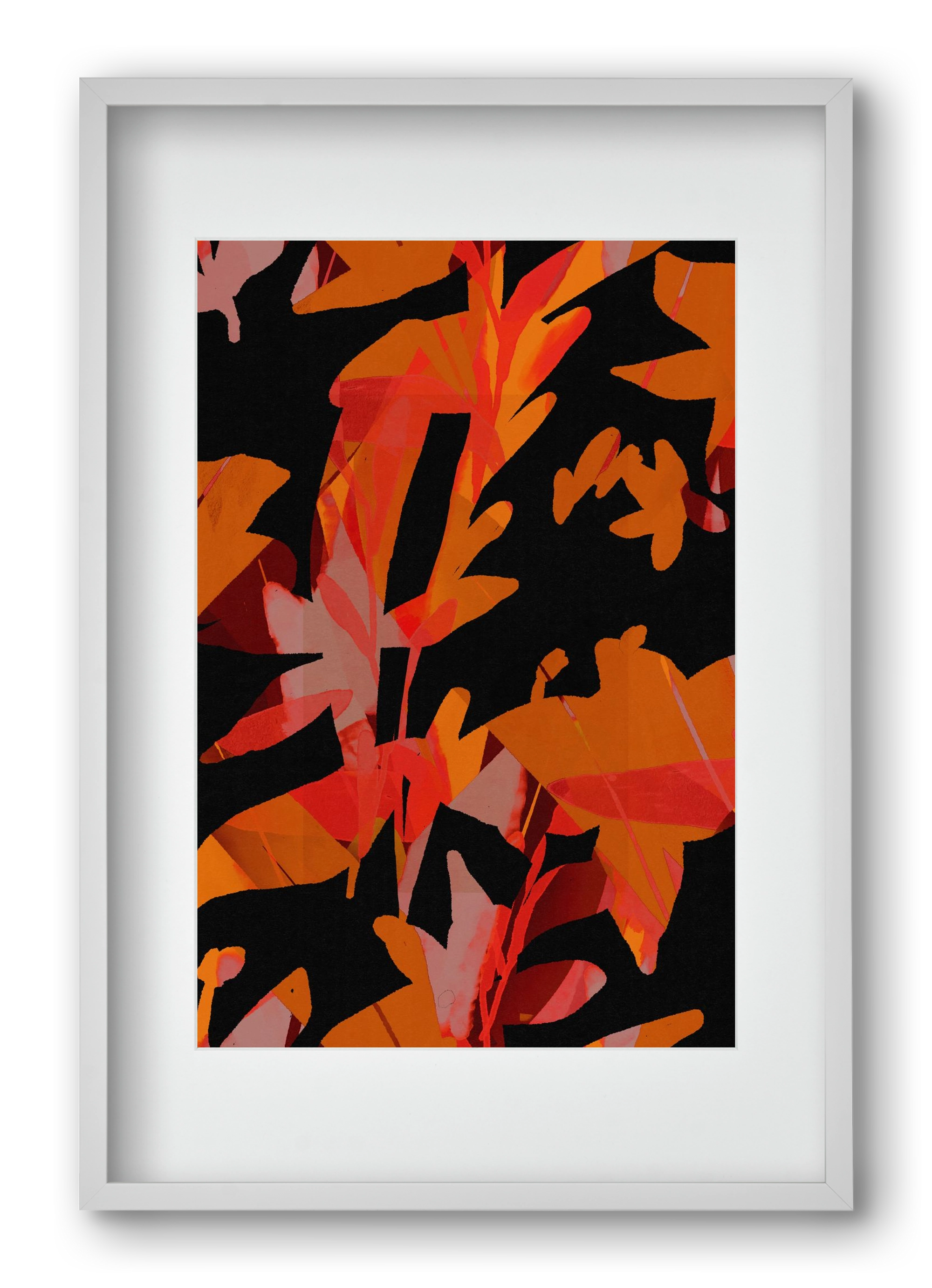 Floral pattern no 01., 40x60 cm (30x45 cm), Fehér keret, paszpartuval