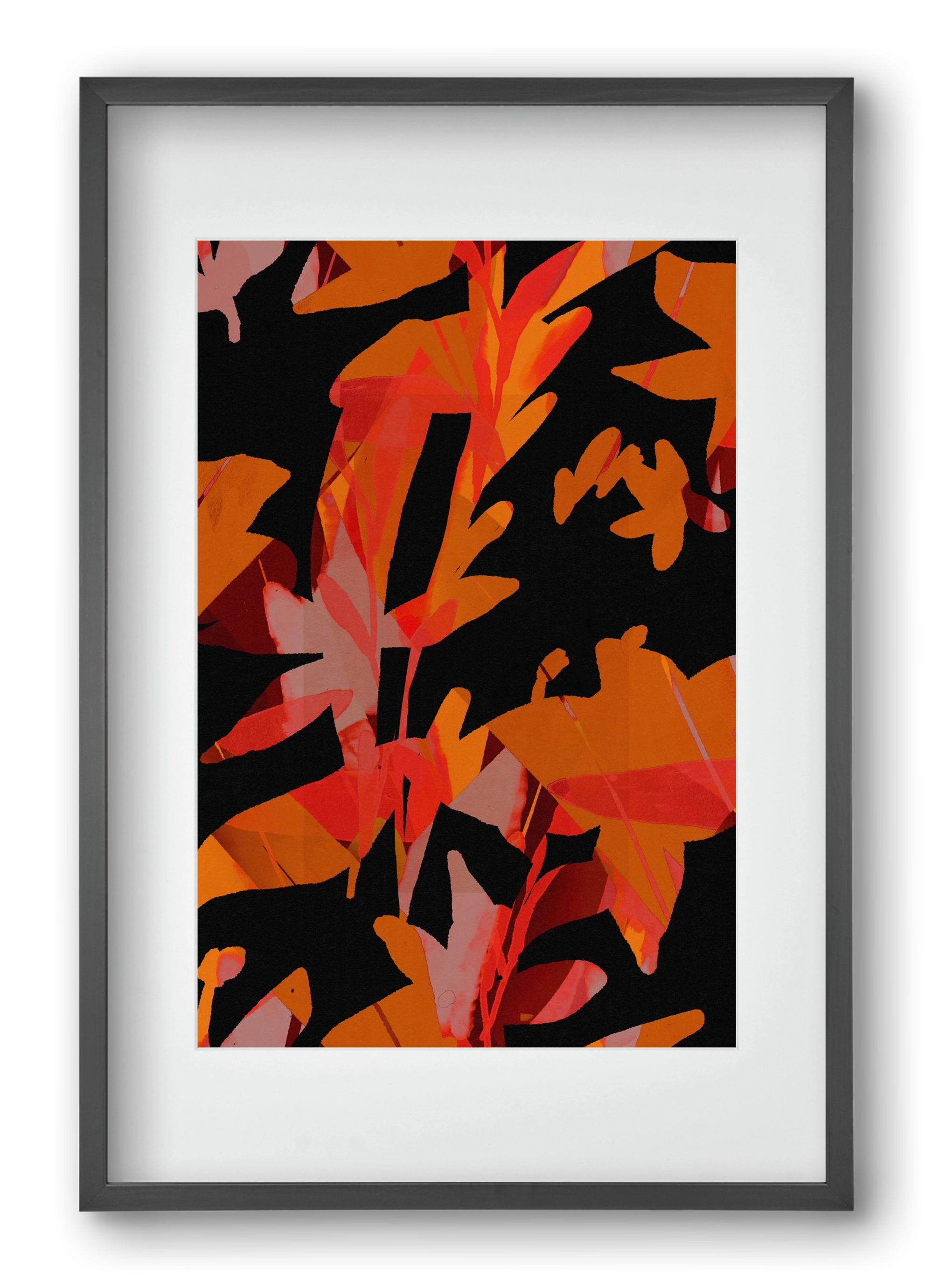 Floral pattern no 01., 40x60 cm (30x45 cm), Fekete keret, paszpartuval