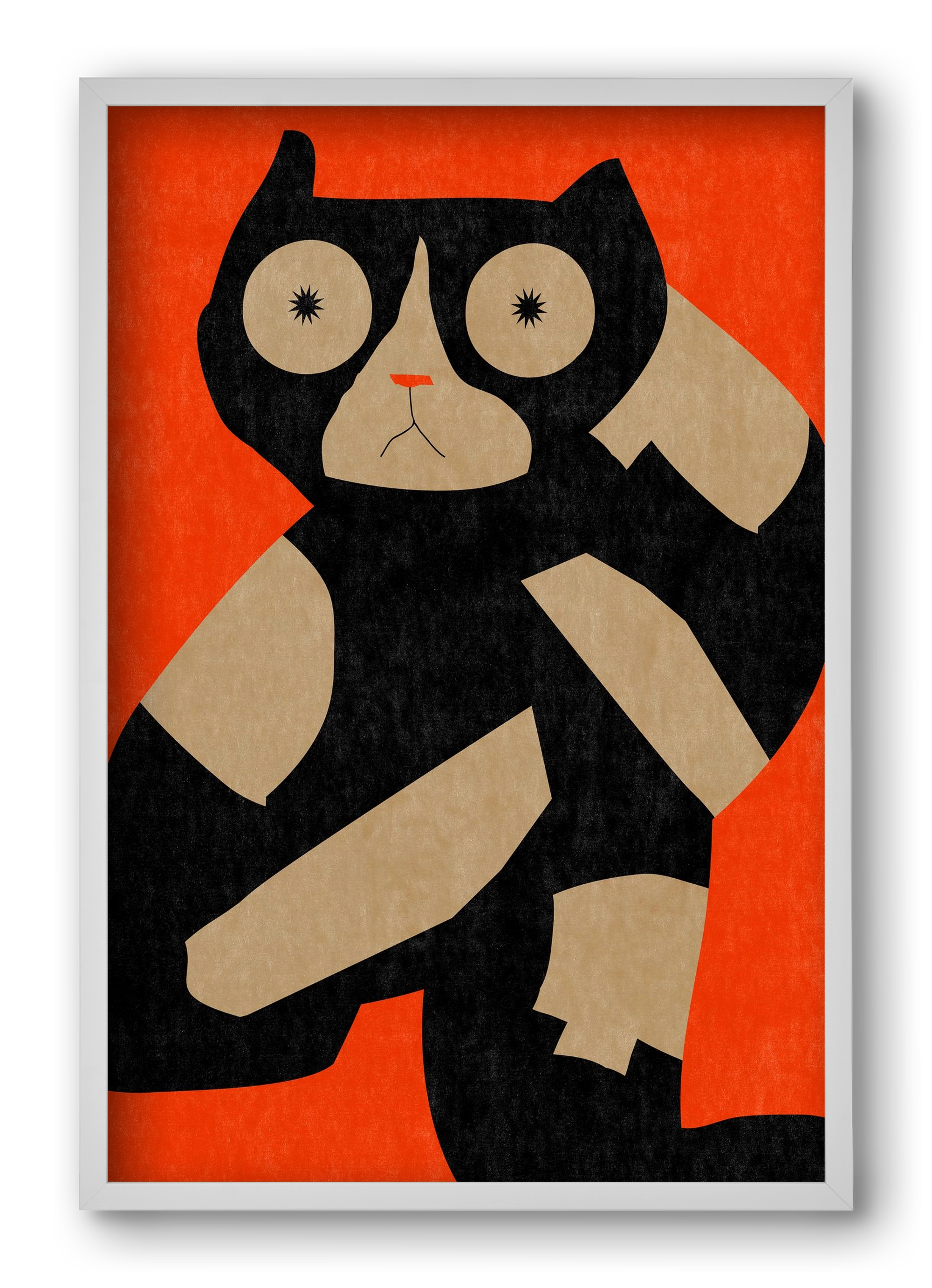 Black spotted cat , 40x60 cm (40x60 cm), Fehér keret