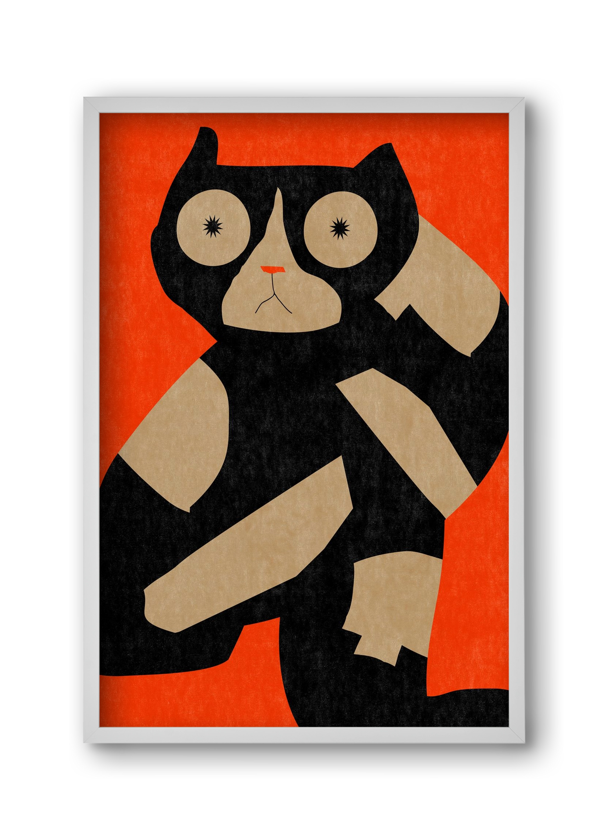 Black spotted cat , 30x45 cm (30x45 cm), Fehér keret