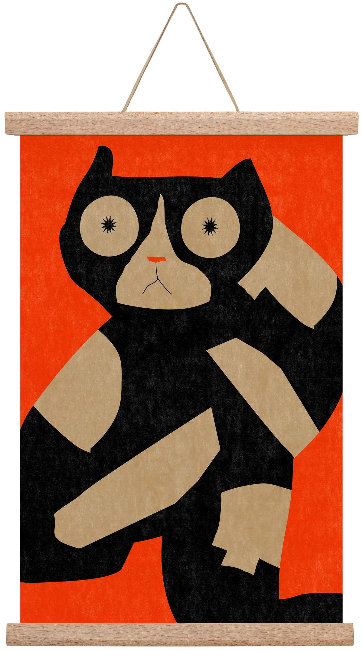 Black spotted cat , 30x45 cm (30x45 cm), Tölgy akasztó