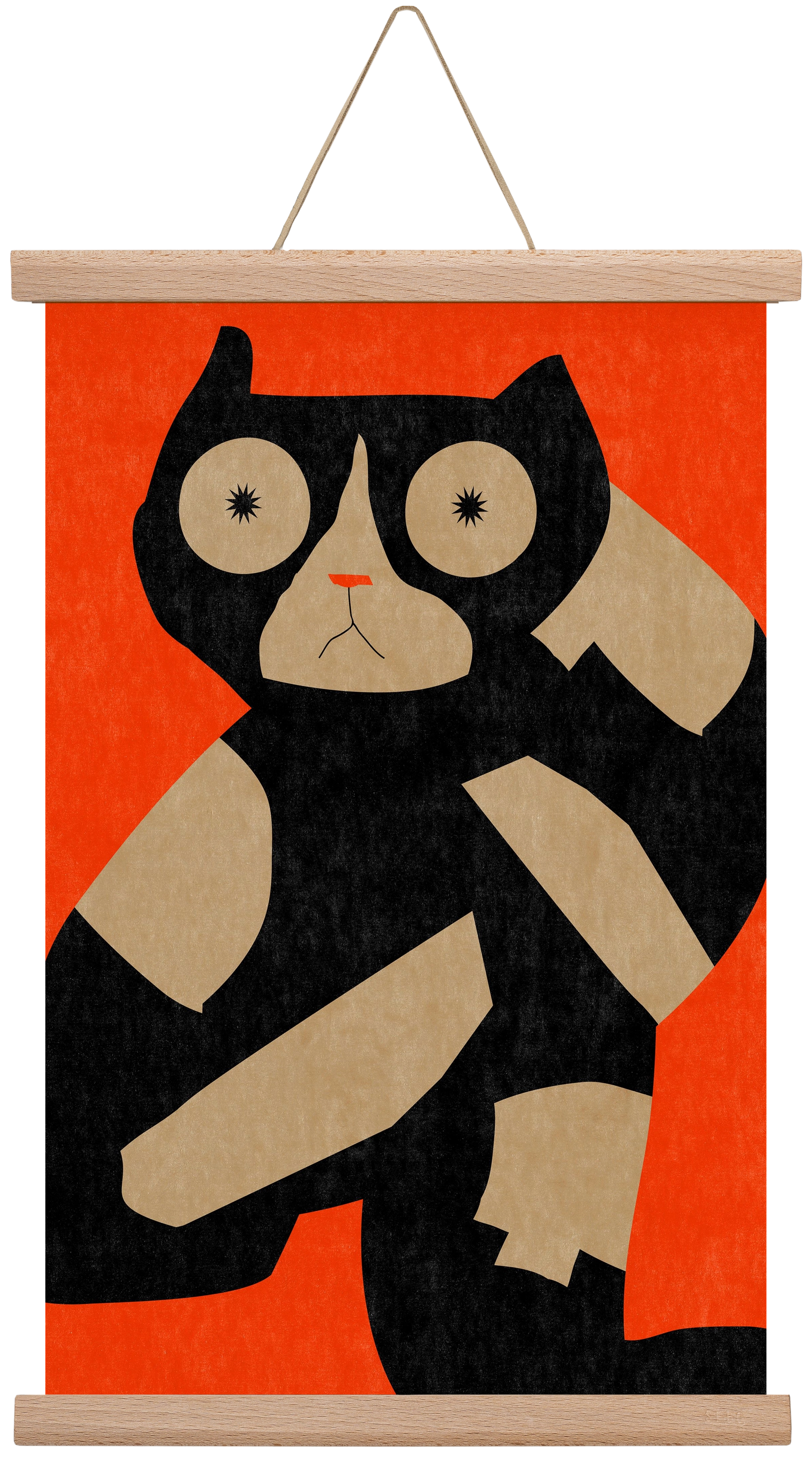 Black spotted cat , 30x45 cm (30x45 cm), Tölgy akasztó