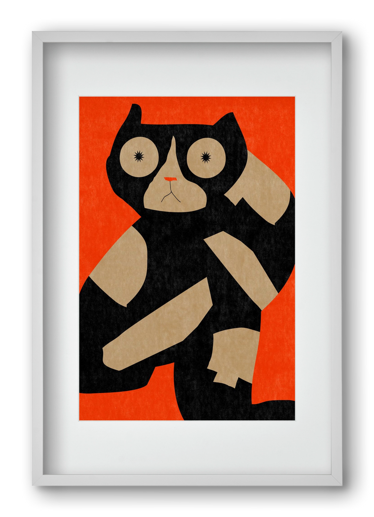 Black spotted cat , 40x60 cm (30x45 cm), Fehér keret, paszpartuval