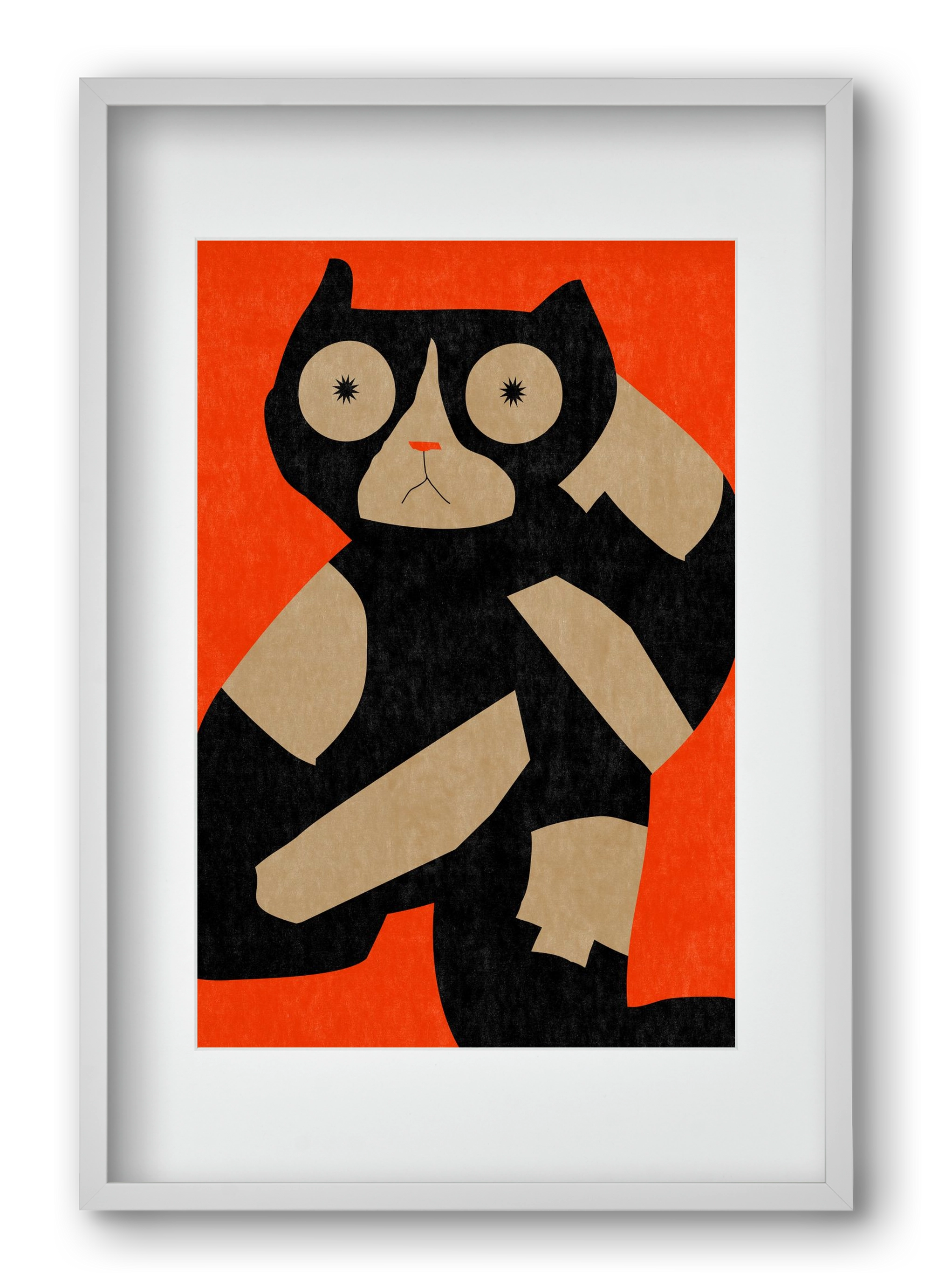 Black spotted cat , 40x60 cm (30x45 cm), Fehér keret, paszpartuval