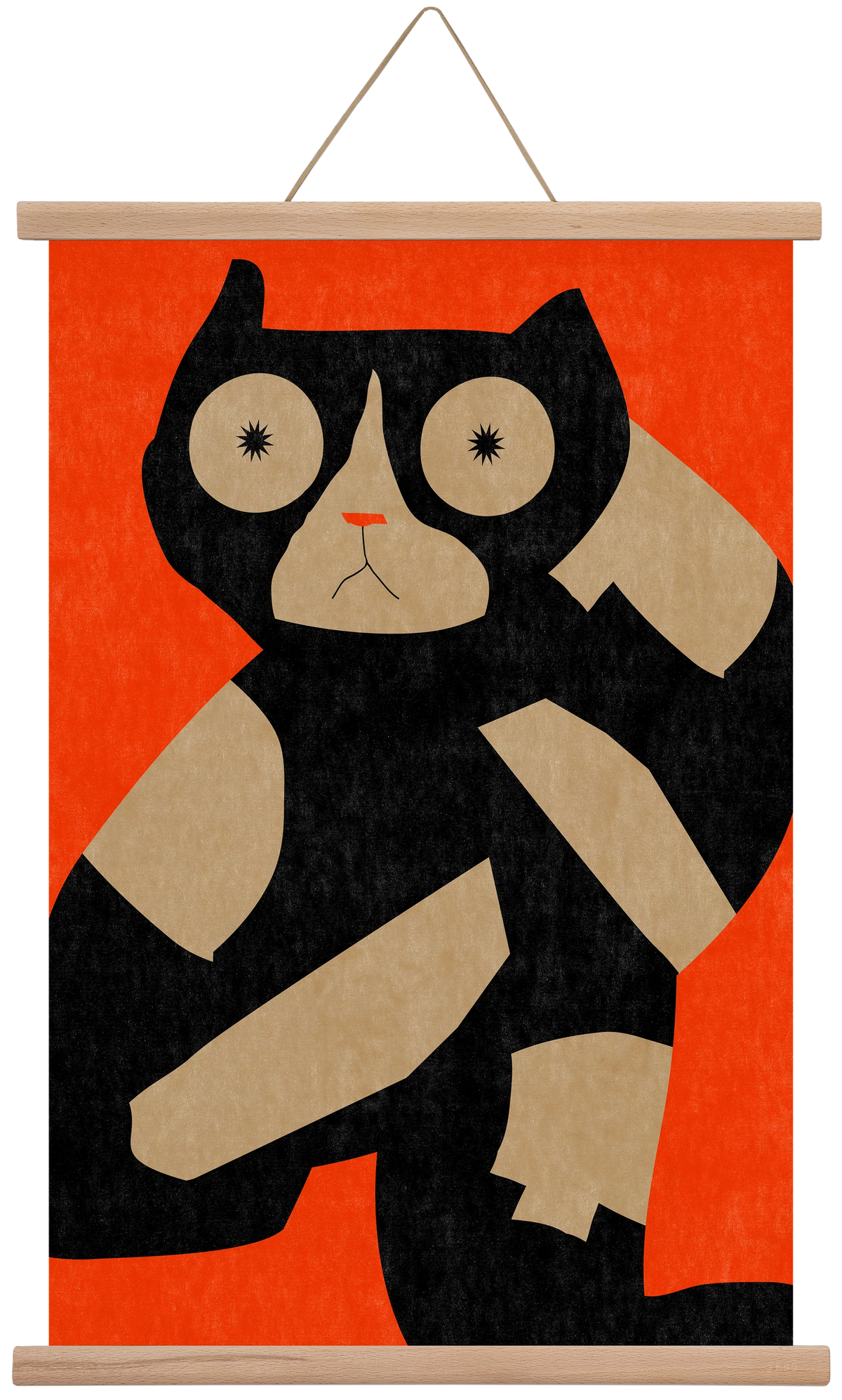 Black spotted cat , 40x60 cm (40x60 cm), Tölgy akasztó