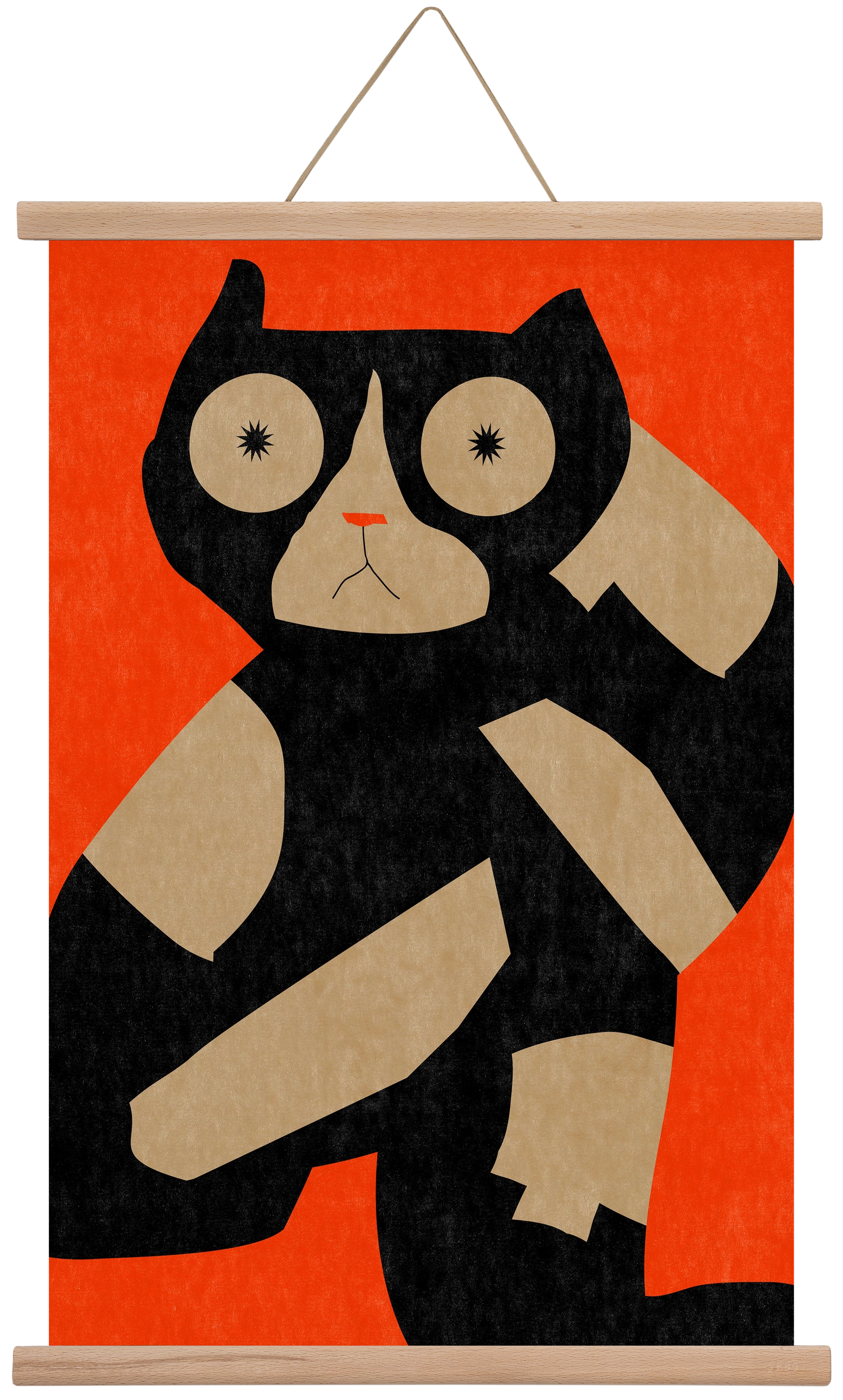 Black spotted cat , 40x60 cm (40x60 cm), Tölgy akasztó