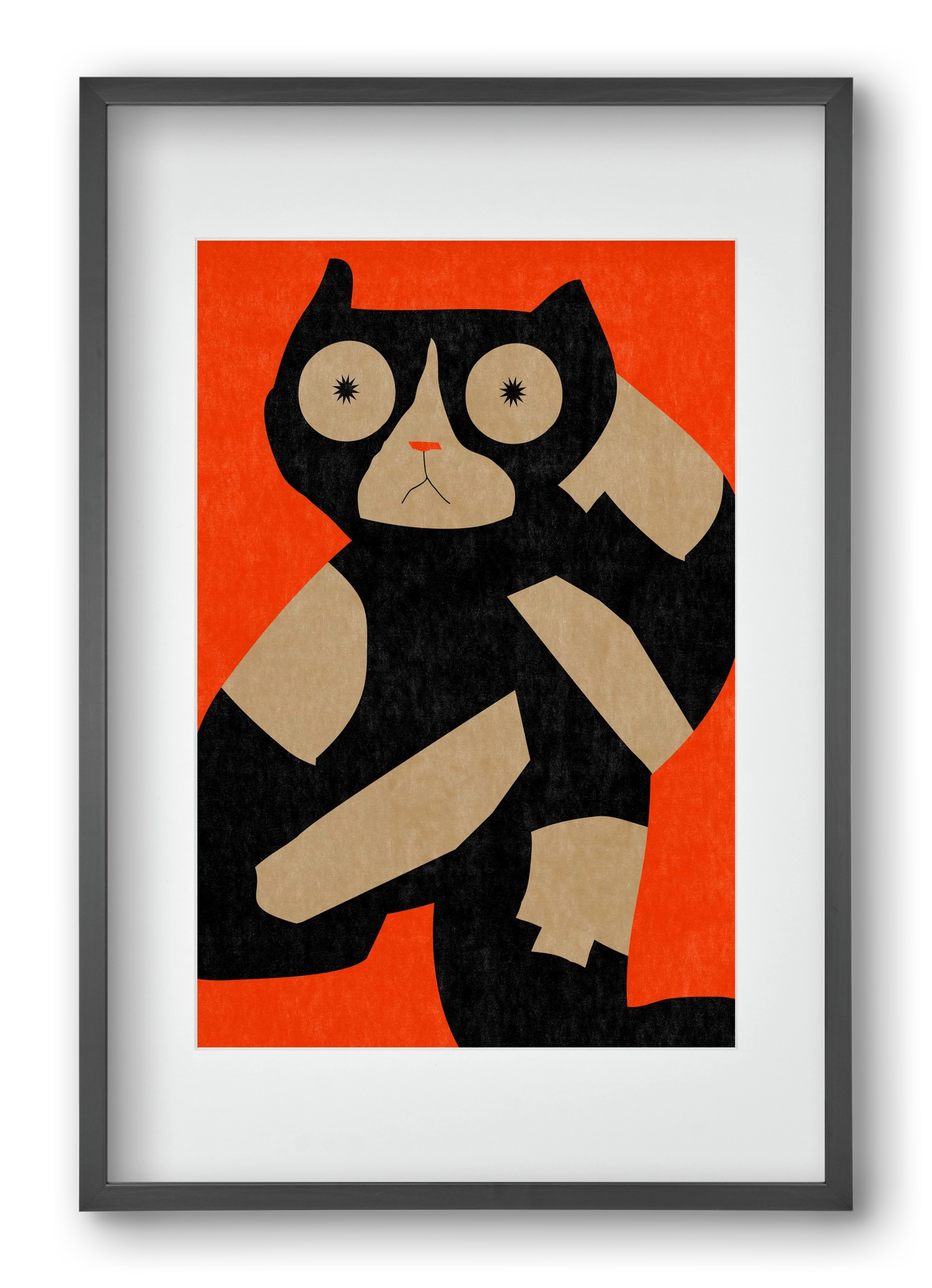 Black spotted cat , 40x60 cm (30x45 cm), Fekete keret, paszpartuval