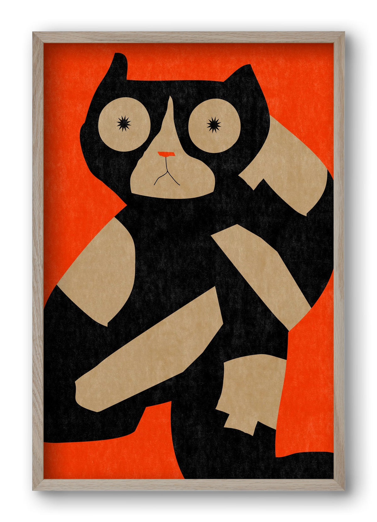 Black spotted cat , 40x60 cm (40x60 cm), Tölgy keret